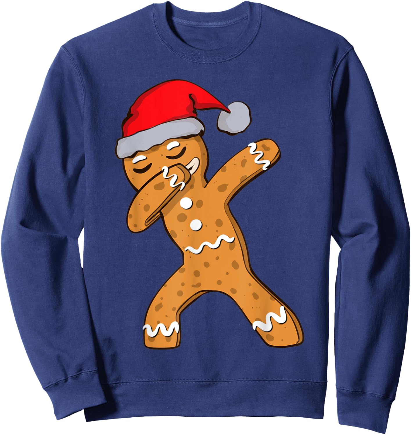 Kids Dabbing Dab Gingerbread Man Xmas Girls Boys Christmas Sweatshirt - Sweatshirt | Navy