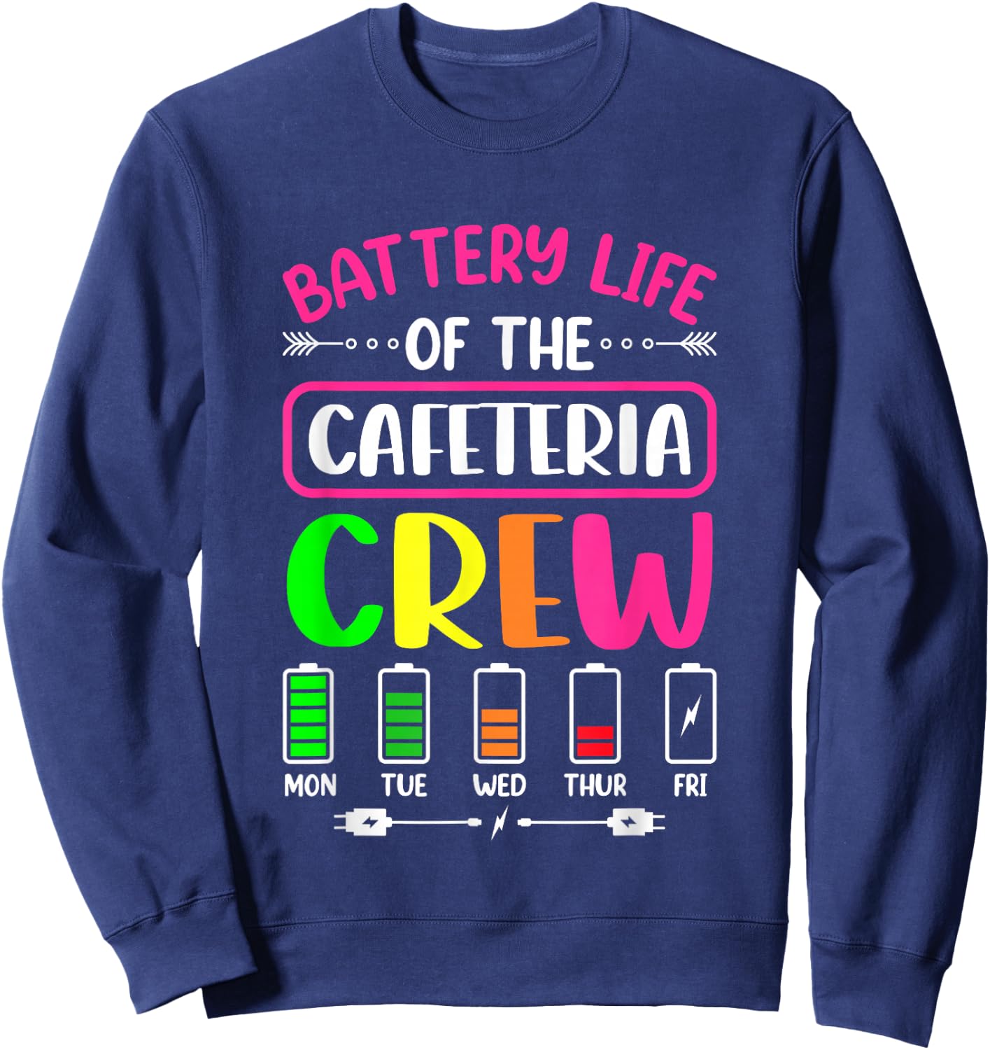 Battery Life of the Cafeteria Crew - Cafeteria School Sweatshirt - Sweatshirt | Navy