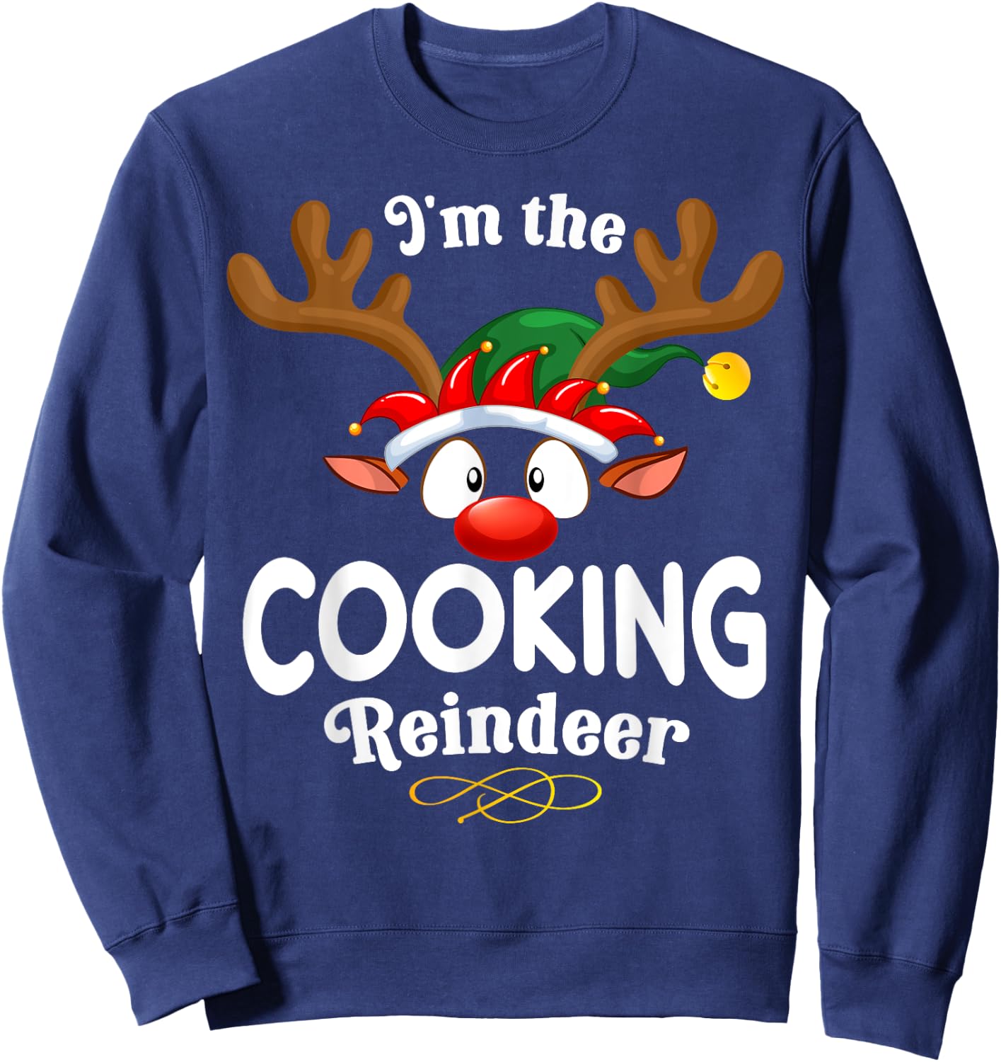 Christmas PJS Cooking XMas Reindeer Matching Sweatshirt - Sweatshirt | Navy