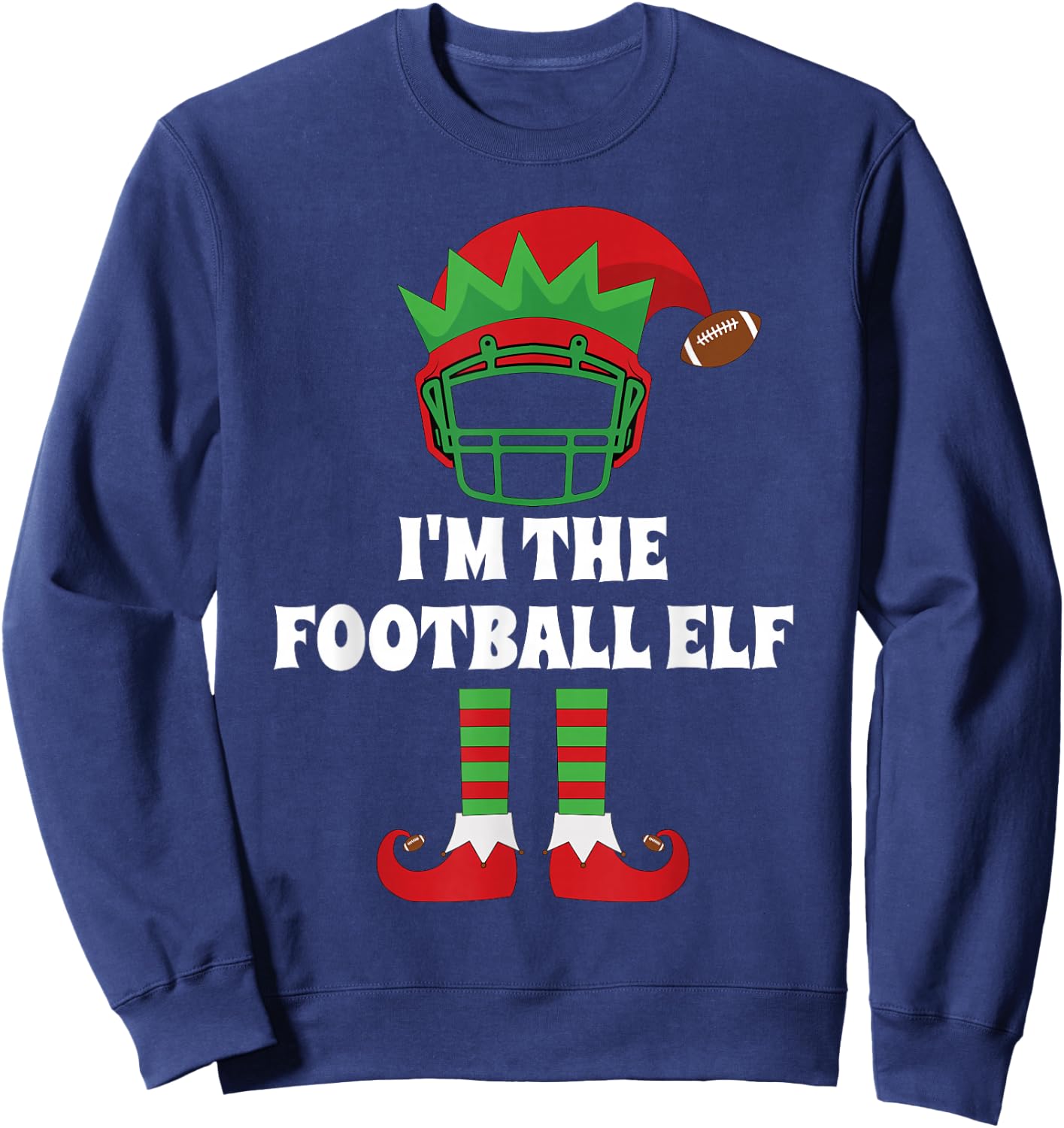 The Football Elf Matching Family Group Christmas Party Elf Sweatshirt - Sweatshirt | Navy