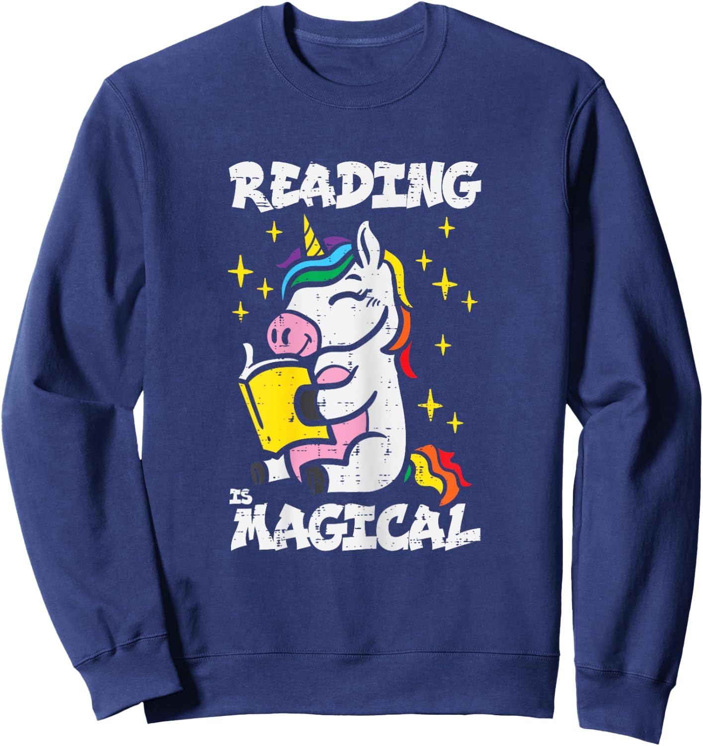 Unicorn Reading Magical Book Lover Bookworm Girls Librarian Sweatshirt - Sweatshirt | Navy