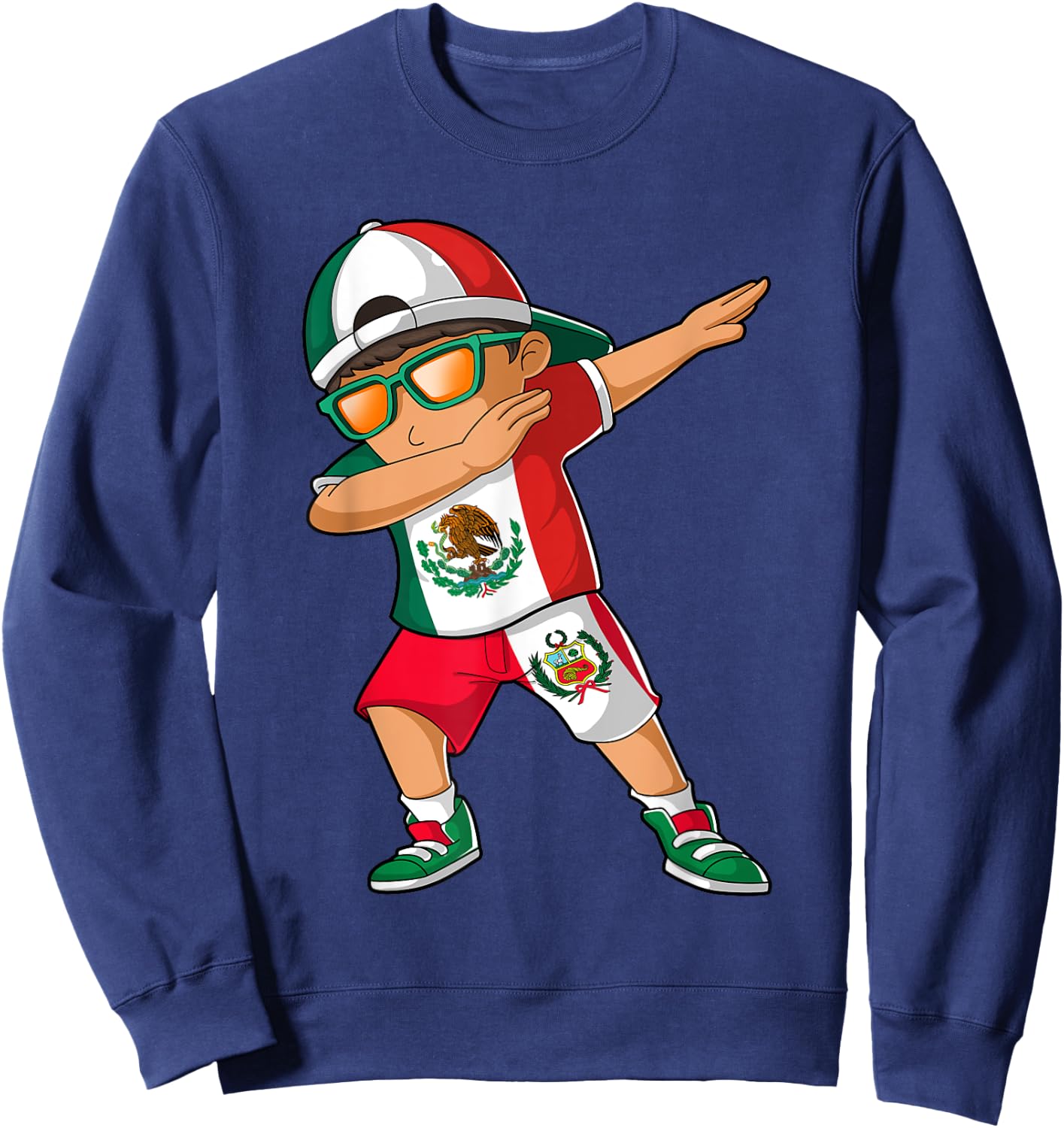 Half Mexican Half Peruvian Boy Mexico Peru Flag Sweatshirt - Sweatshirt | Navy