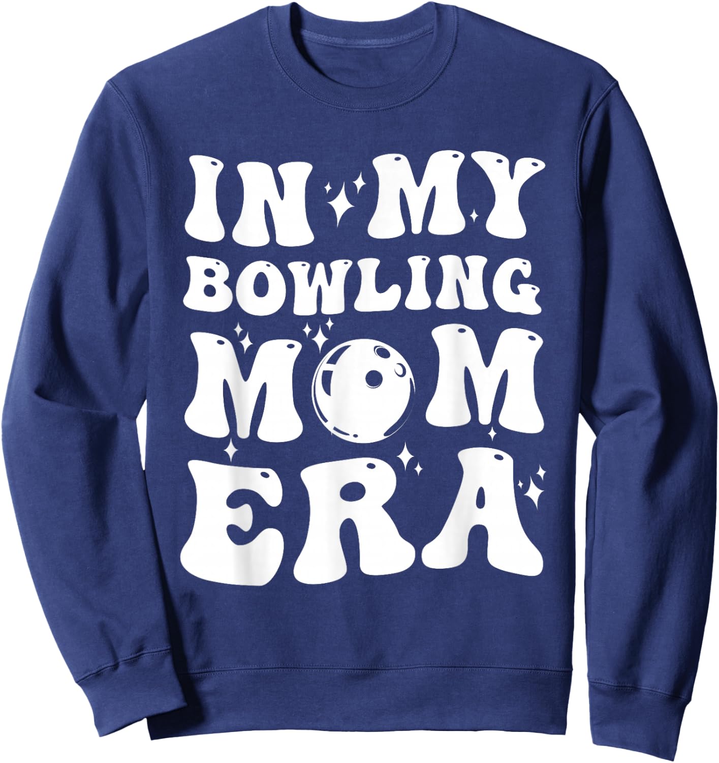In My Bowling Mom Era Groovy Funny Mama Mothers Day Sweatshirt - Sweatshirt | Navy