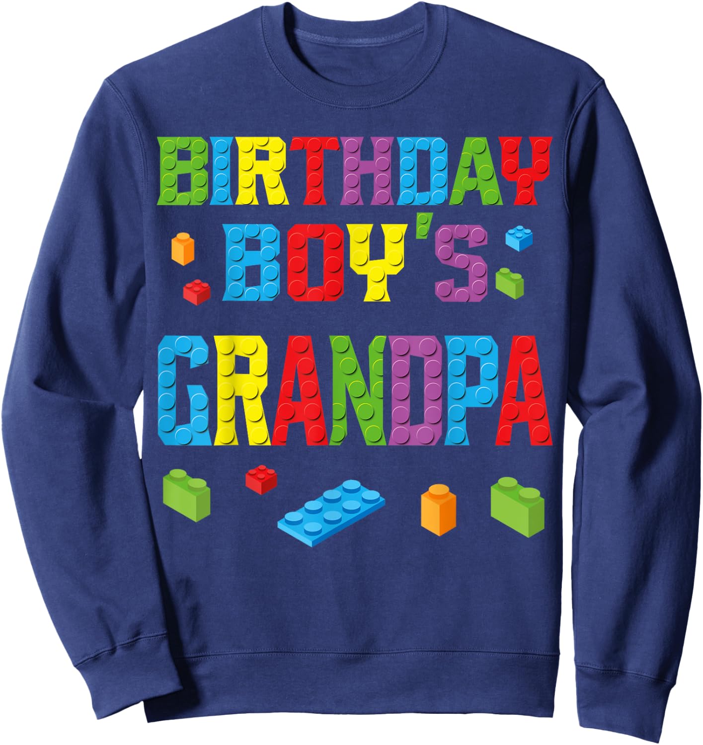 Master Builder Birthday Boy's Grandpa Building Bricks Blocks Sweatshirt - Sweatshirt | Navy