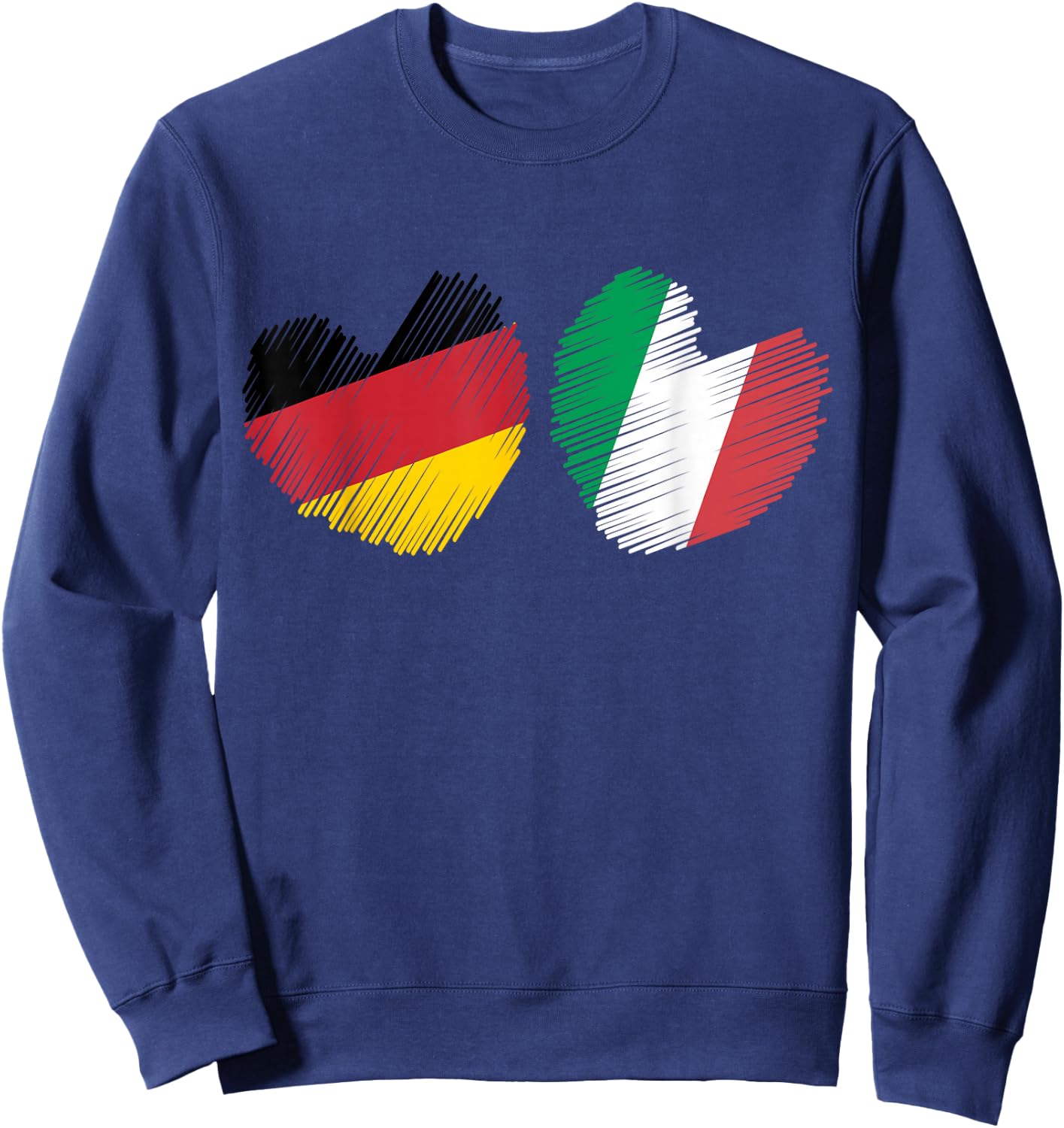 Germany Italy Heart German Flag Italian Flag Grunge Heart Sweatshirt - Sweatshirt | Navy