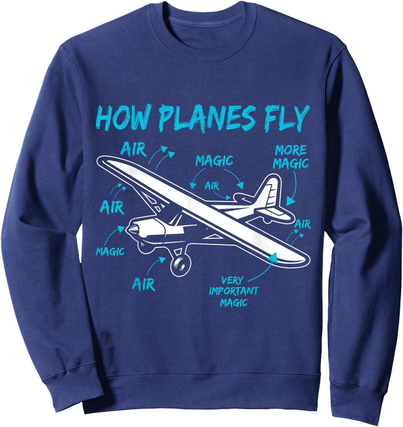 Funny Aviation t shirts How Planes Fly Kids Youth Pilot Sweatshirt - Sweatshirt | Navy