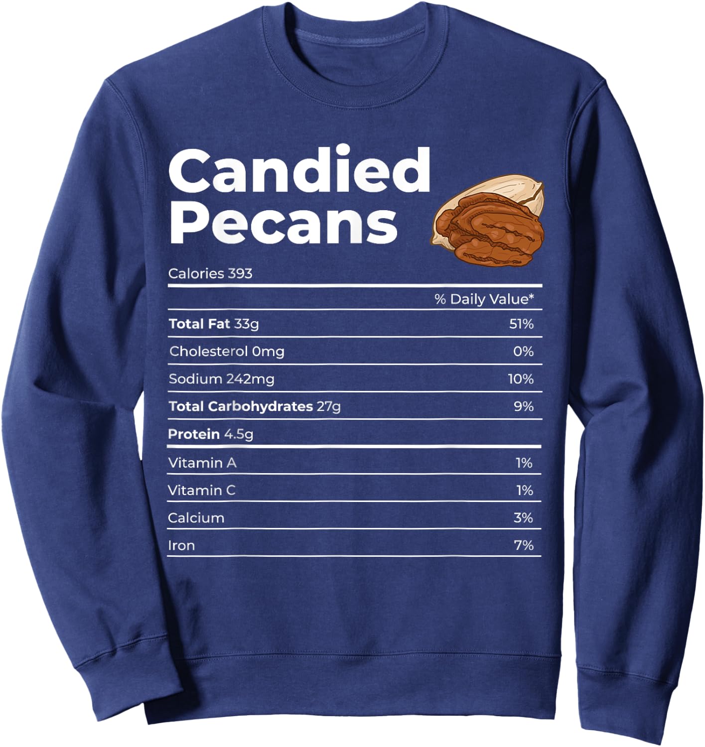 Nutrition Facts Candied Pecans Sweatshirt - Sweatshirt | Navy