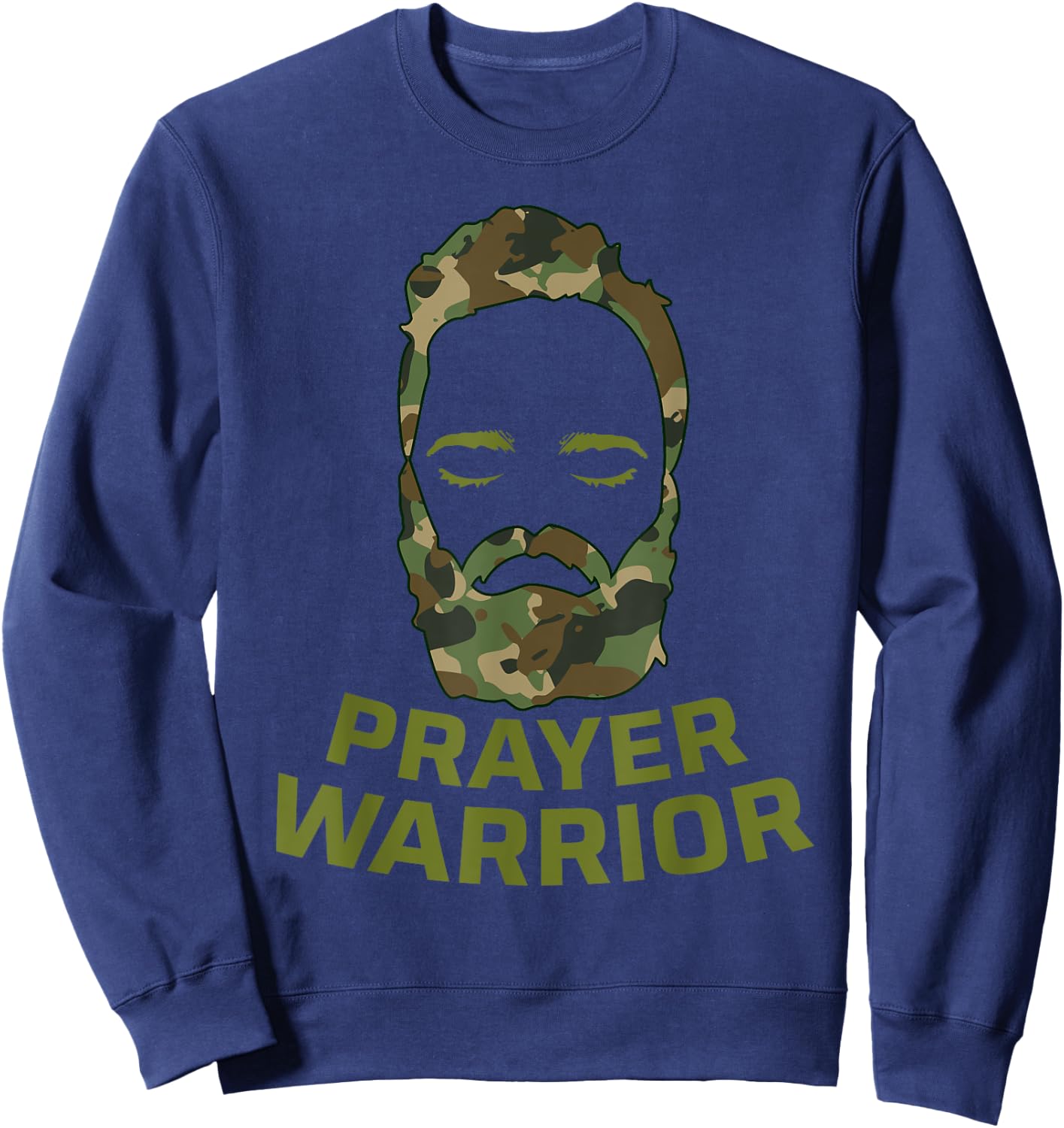 Prayer Warrior Men Camo God Jesus Sweatshirt - Sweatshirt | Navy
