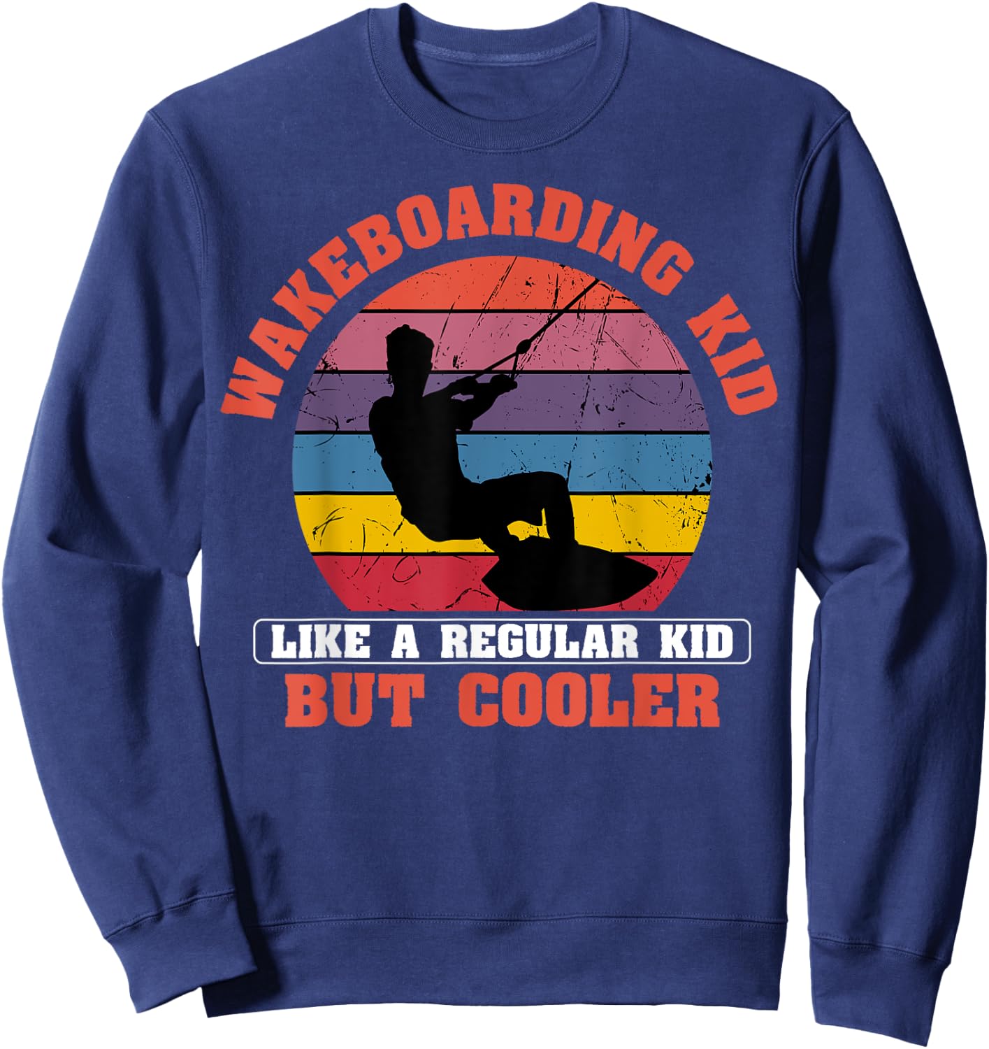 Wakeboarding Kid Retro Vintage Waterskiing Wakeboarder Sport Sweatshirt - Sweatshirt | Navy
