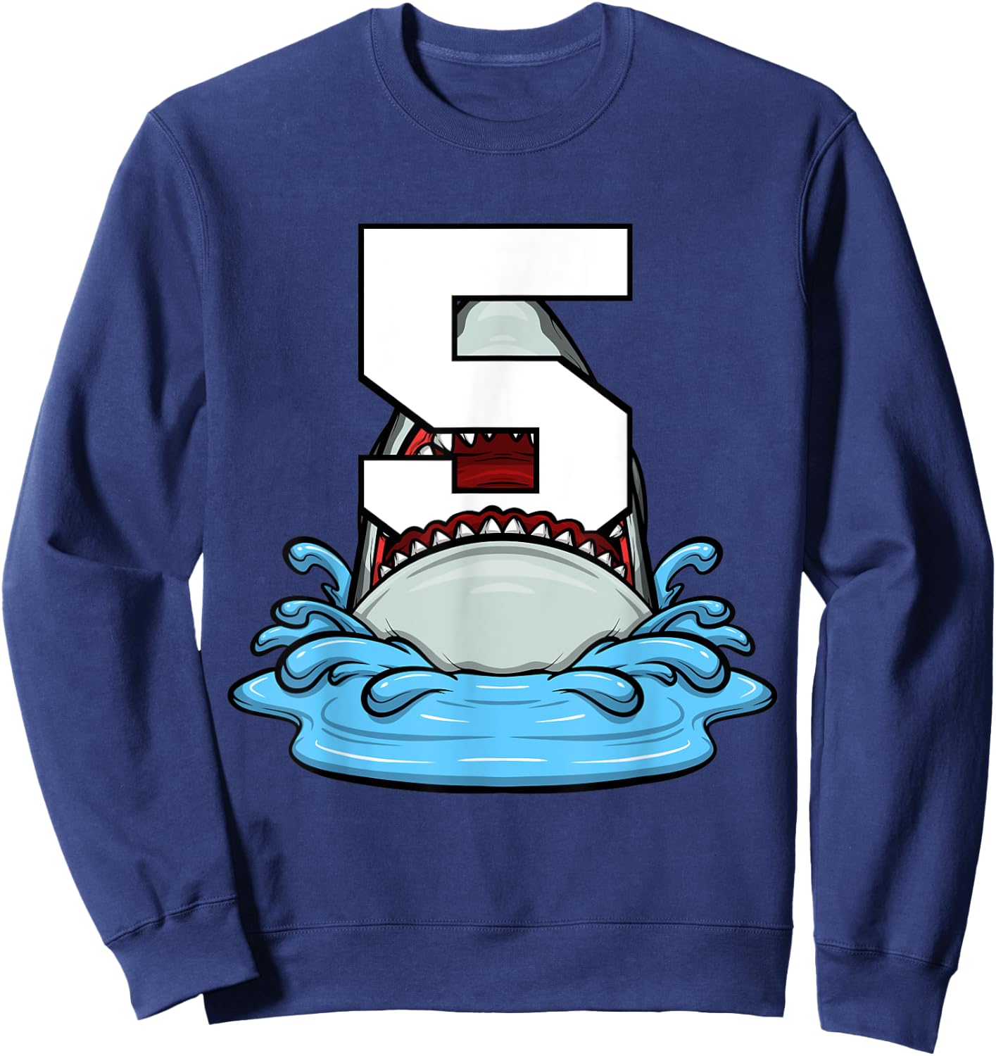 Sea Animals Birthday Kids Shark 5th Birthday Kids Boy Sweatshirt - Sweatshirt | Navy