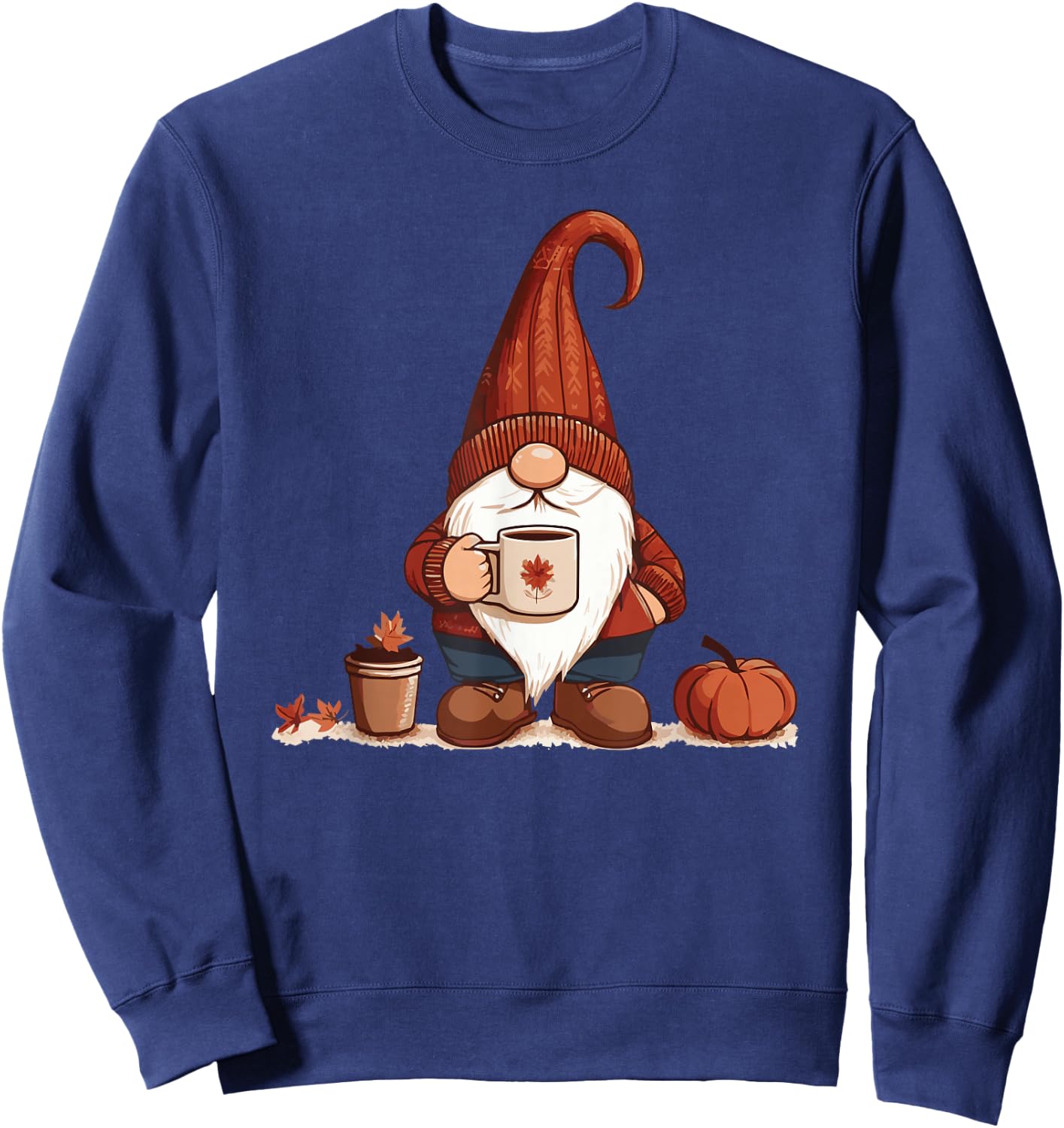 Fall Gnome with coffee cup Sweatshirt - Sweatshirt | Navy
