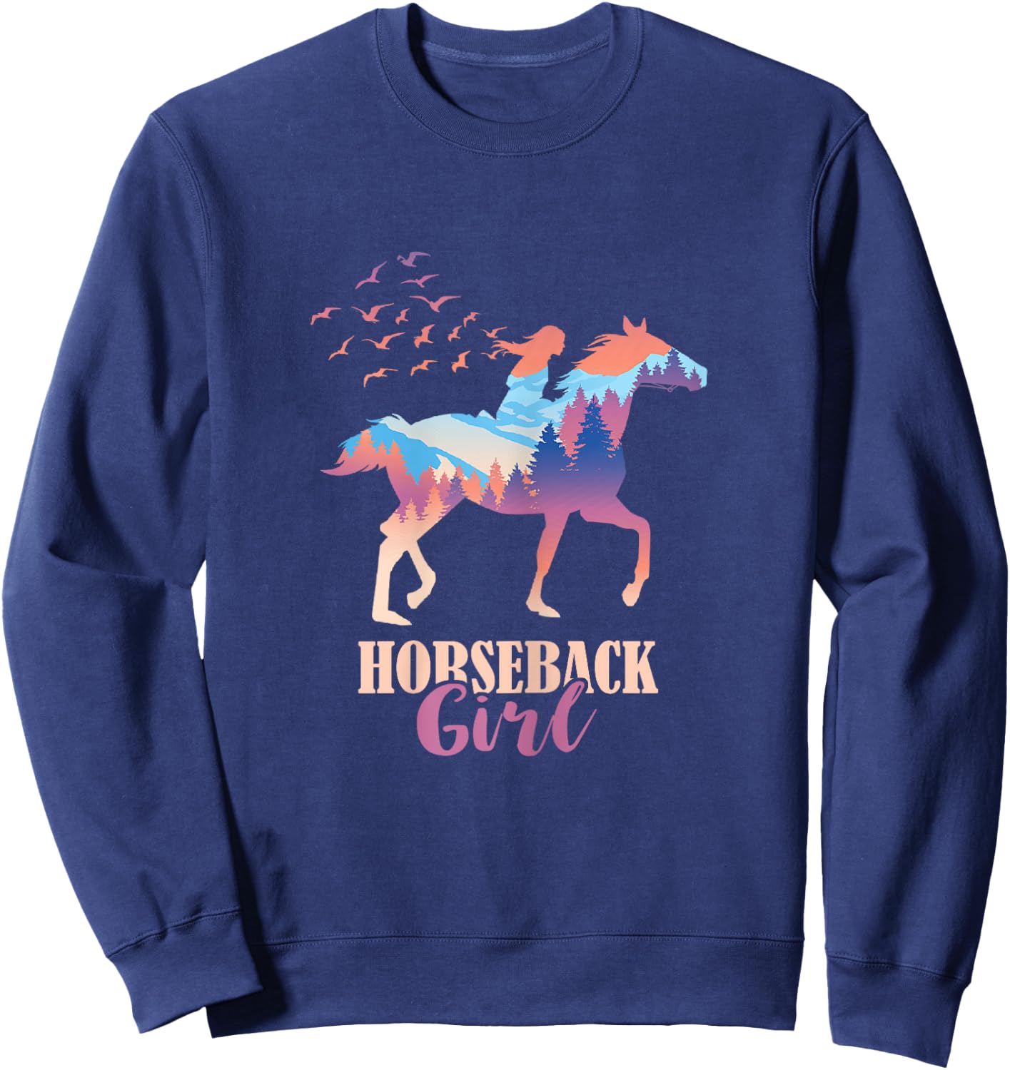 Horseback Girl Horseback Riding Horse Racing Horse Lover Sweatshirt - Sweatshirt | Navy