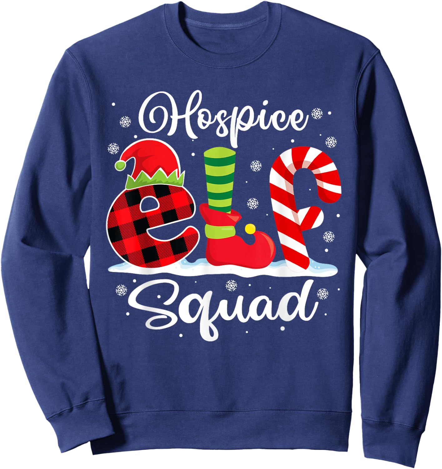 Hospice Elf Squad Christmas Hospice Nurse Matching Sweatshirt - Sweatshirt | Navy