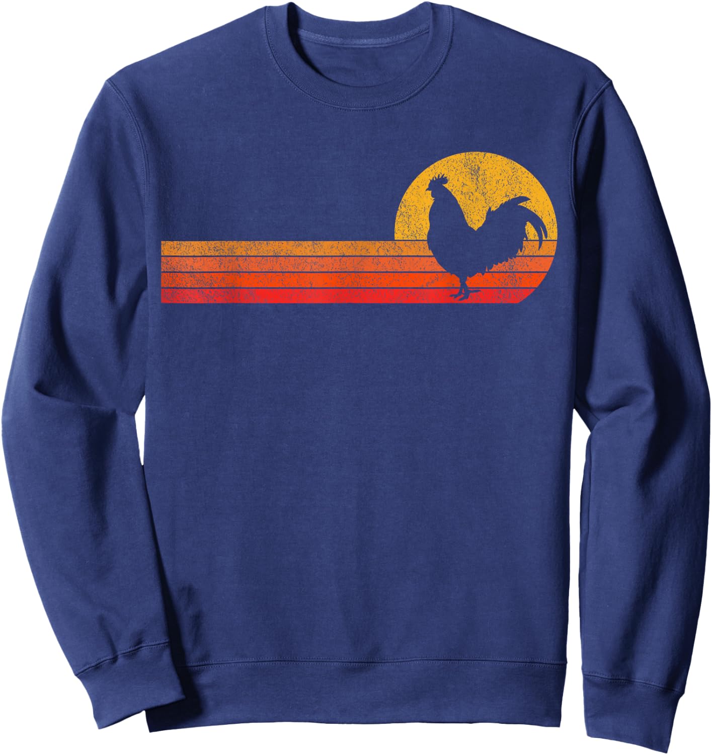 Funny Rooster Lover Retro Rooster Vintage Black Small Sweatshirt - Sweatshirt | Navy
