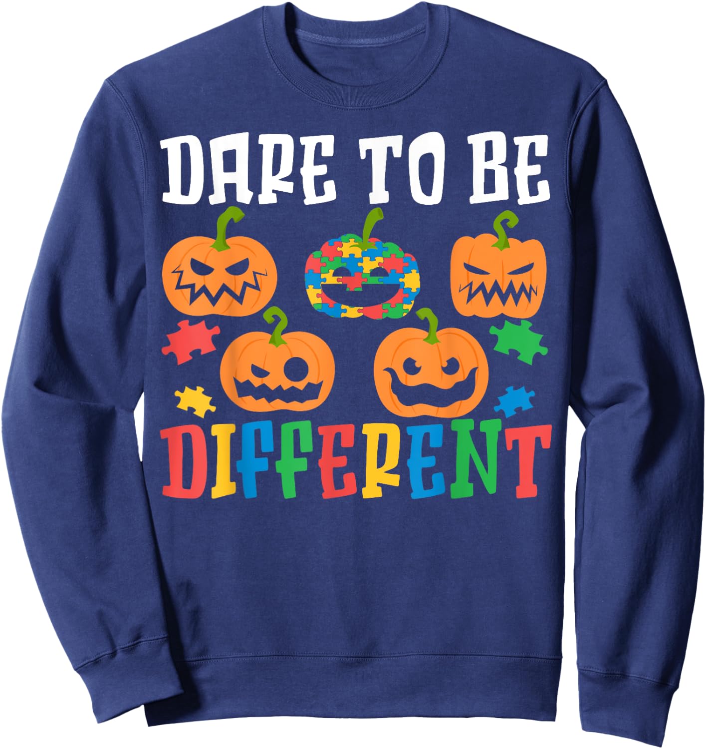 Autism Halloween Puzzle Trick Or Treat Autism Awareness Sweatshirt - Sweatshirt | Navy