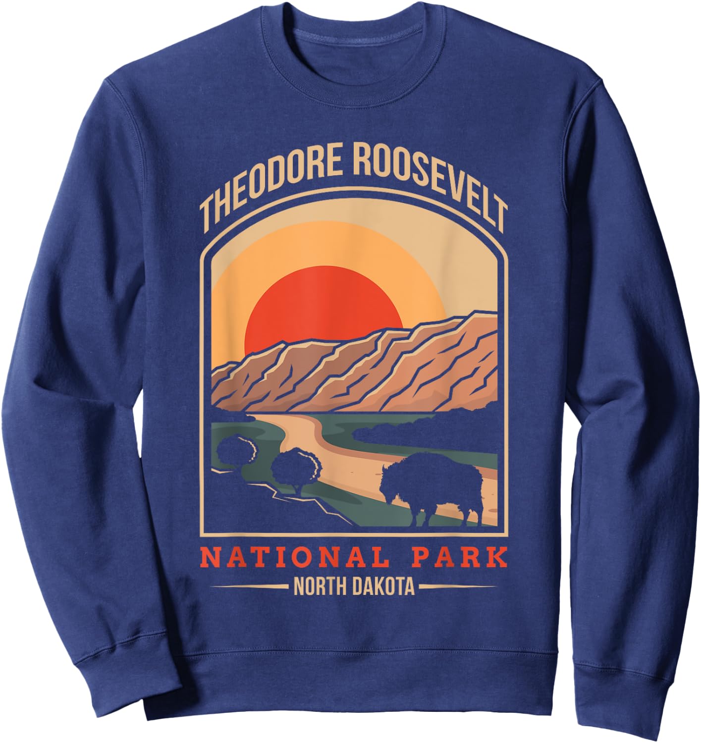 Theodore Roosevelt North Dakota US National Park Vintage Sweatshirt - Sweatshirt | Navy