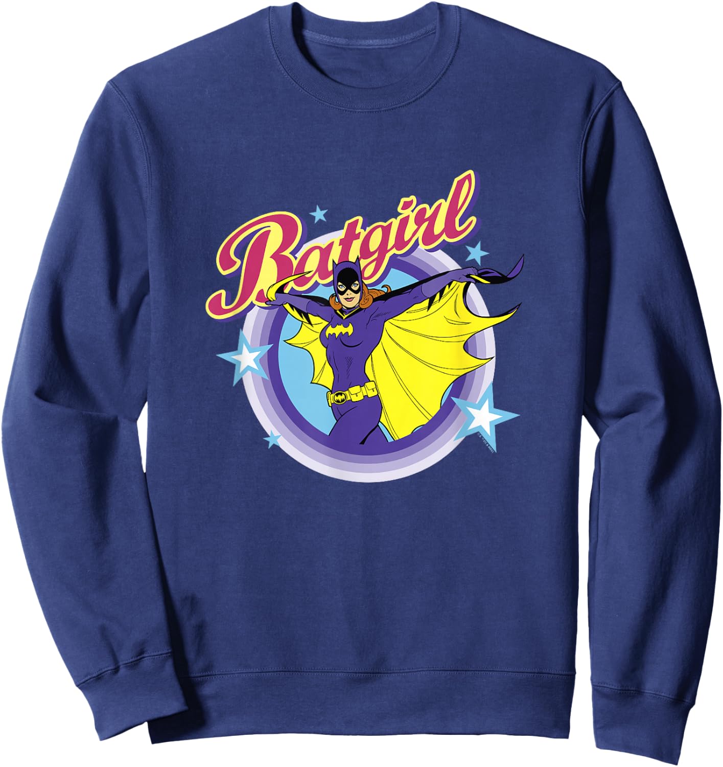 Batman Batgirl Epic Colorful 70's Style Big Chest Portrait Sweatshirt - Sweatshirt | Navy