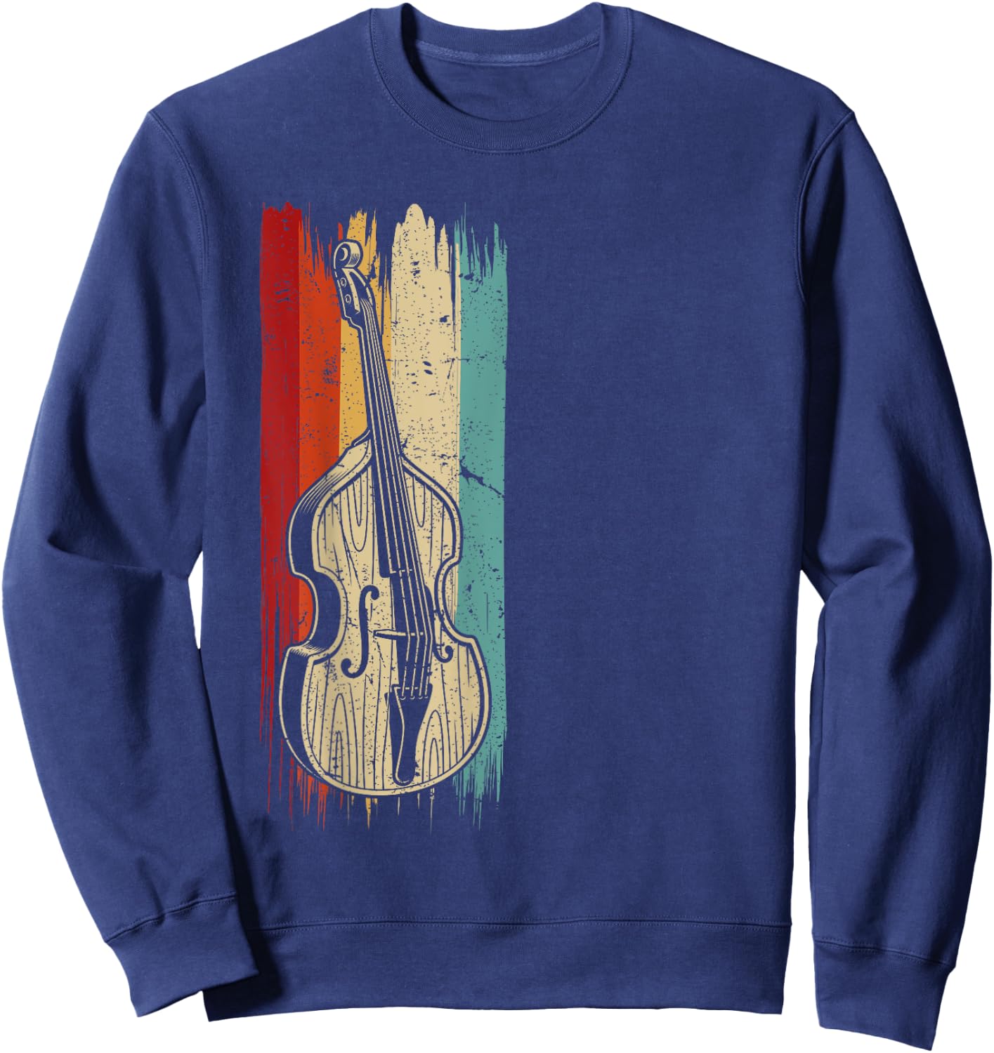 Stand Up Bass Gifts & String Bass Player Stuff Upright Bass Graphic, Retro Double Bass Fiddle Sweatshirt - Sweatshirt | Navy