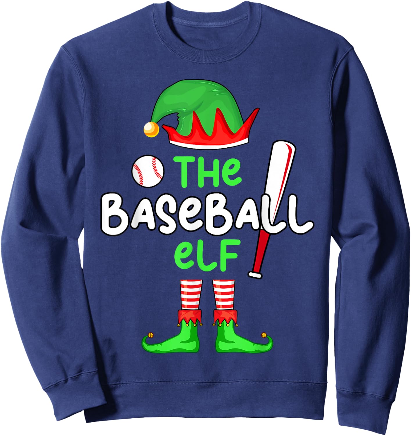 I'm The Baseball Elf Christmas Family Matching Pajama Sweatshirt - Sweatshirt | Navy