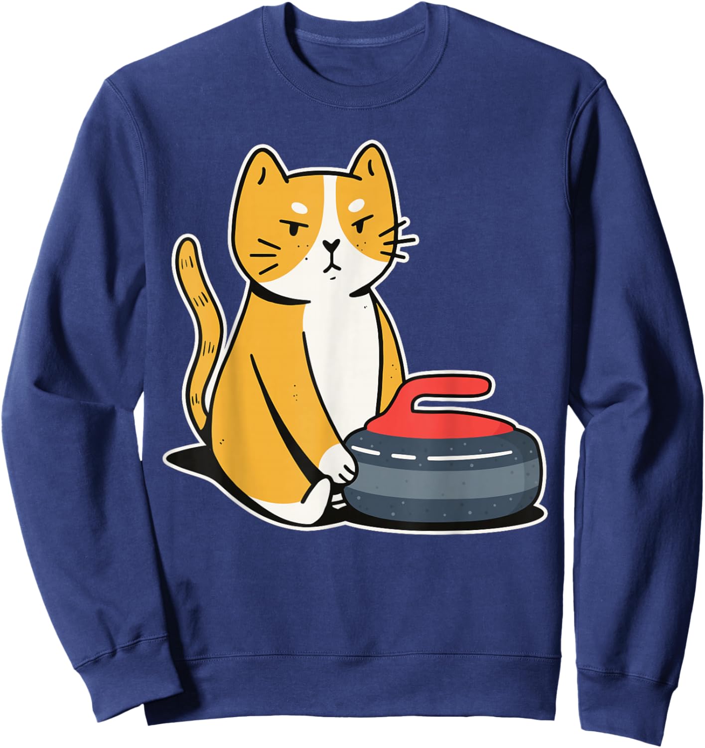 Curler Cat I Cat Curling I Curling Player Sweatshirt - Sweatshirt | Navy