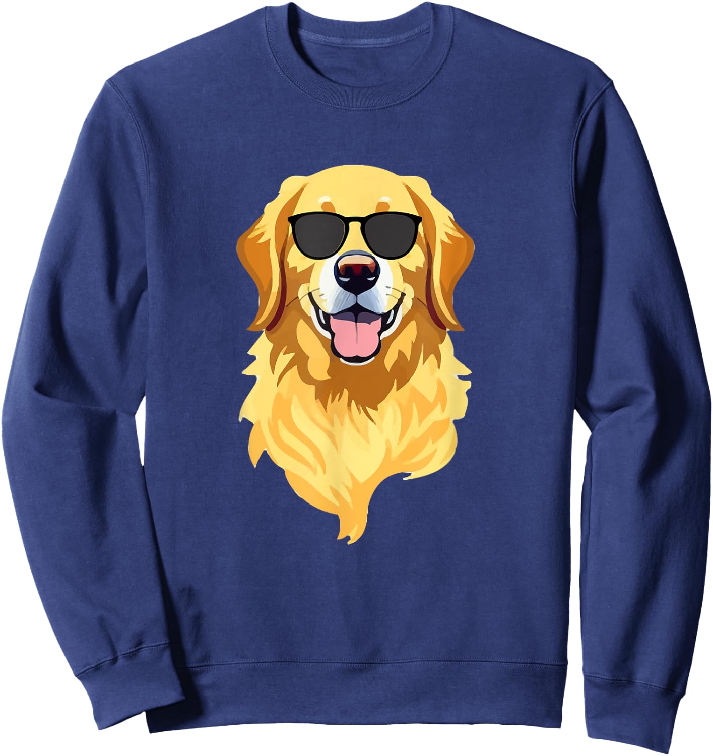 Funny Golden Retriever Wearing Sunglasses Cute Dog Lover Sweatshirt - Sweatshirt | Navy