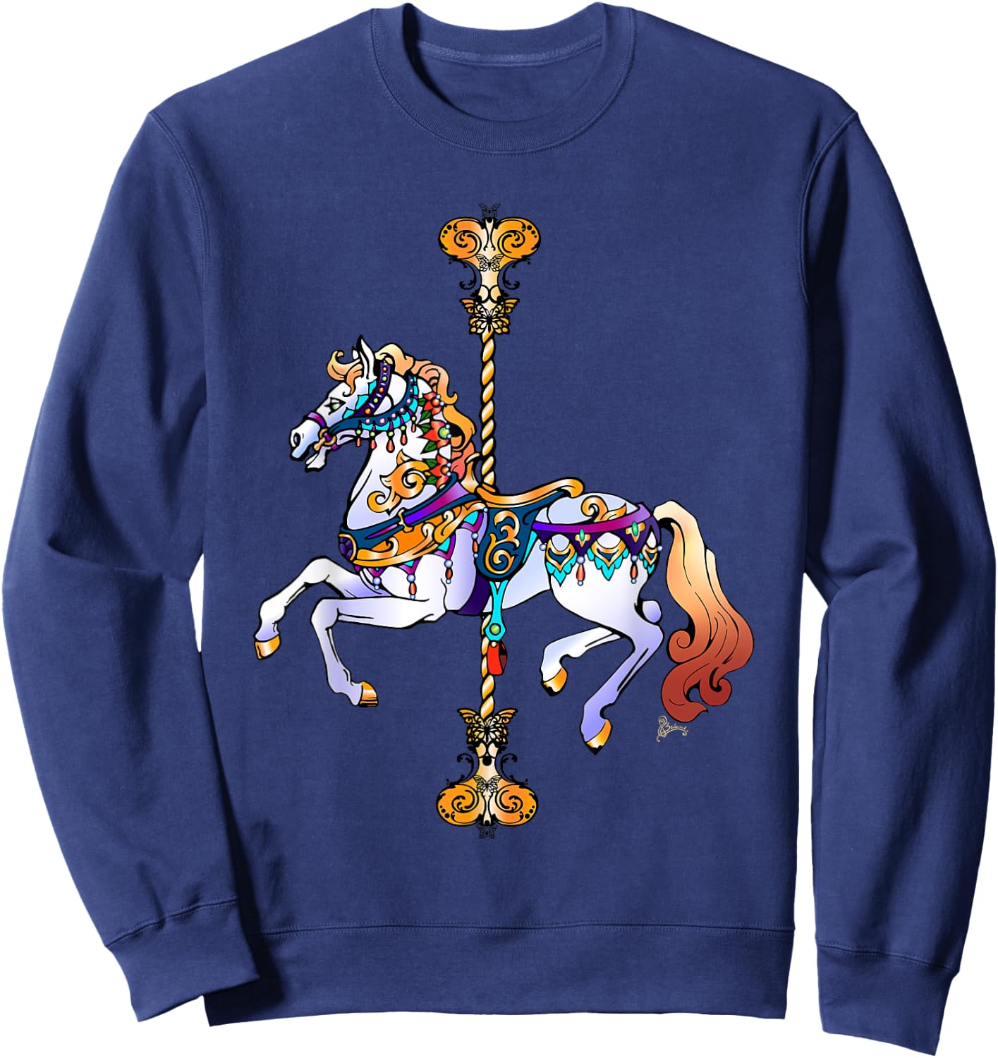 Carnival Carousel Horse Design Sweatshirt - Sweatshirt | Navy