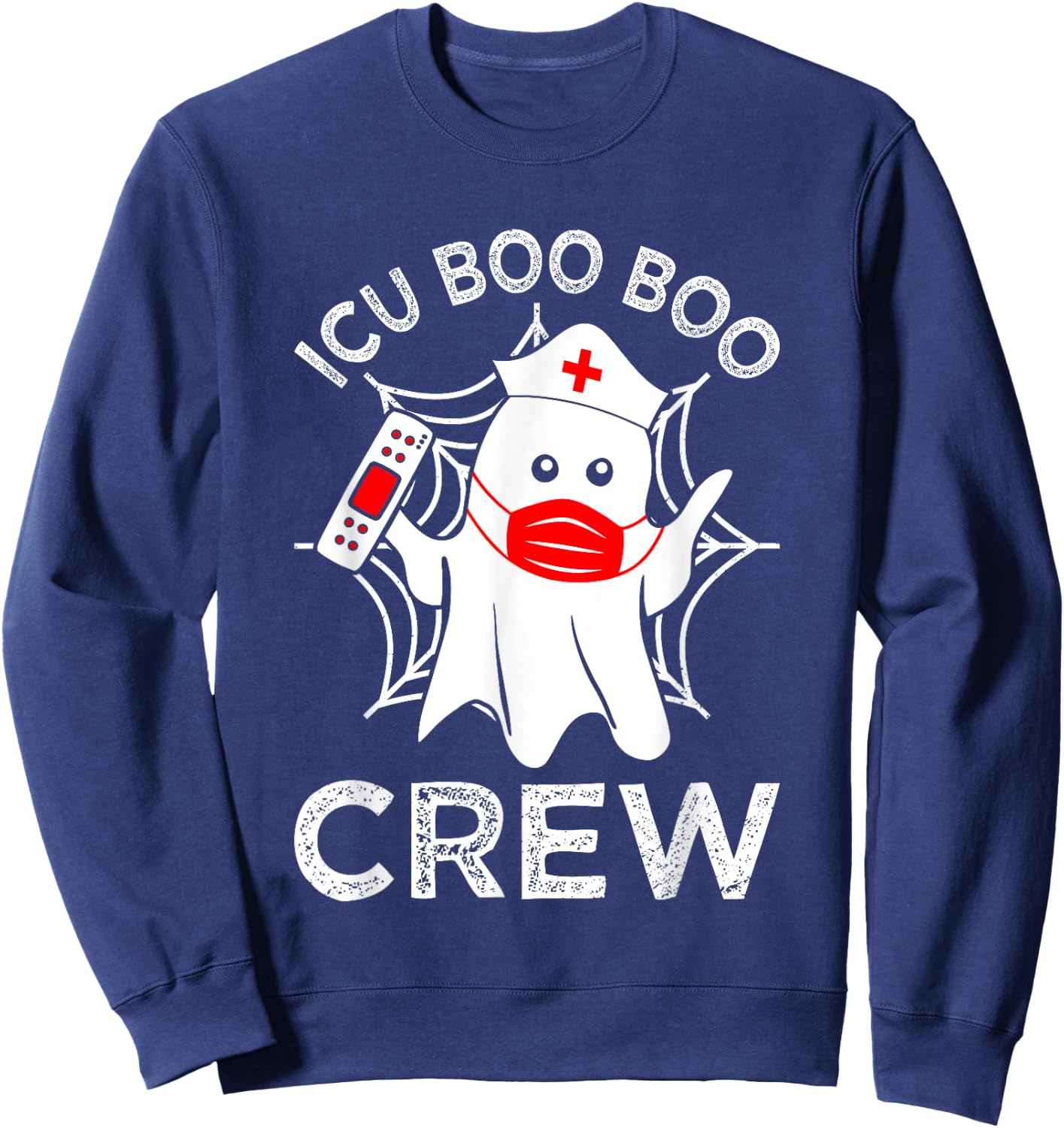 ICU Boo Boo Crew Intensive Care Unit Nurse Halloween Ghost Sweatshirt - Sweatshirt | Navy