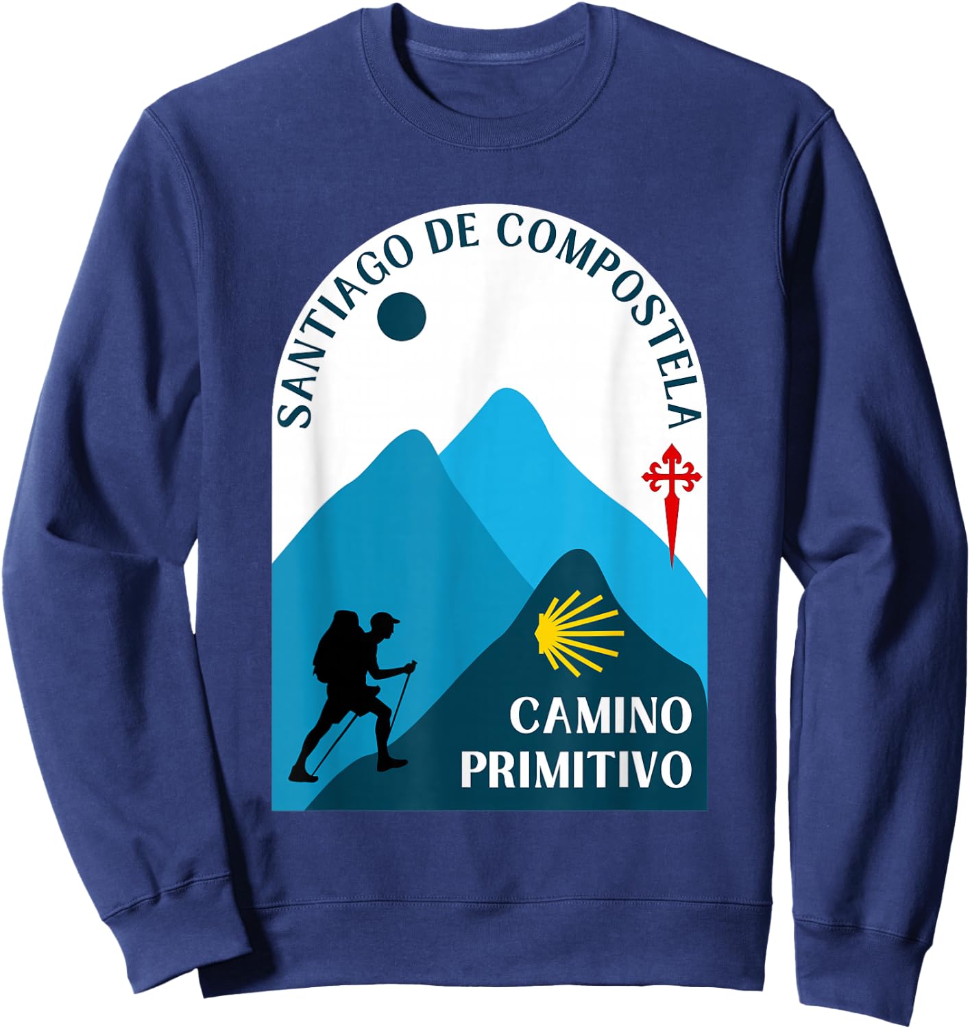 Camino Primitivo Man Walking Santiago Original Way Sweatshirt - Sweatshirt | Navy