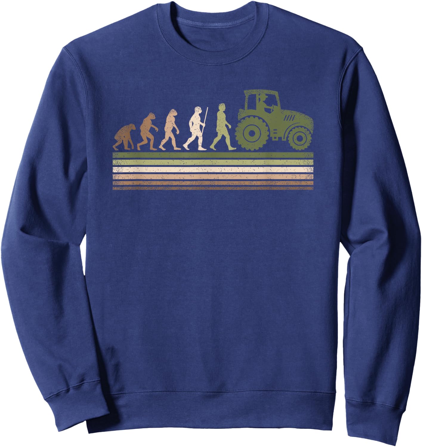 Funny Retro Evolution Tractor Farmer Farming Agriculture Men Sweatshirt - Sweatshirt | Navy