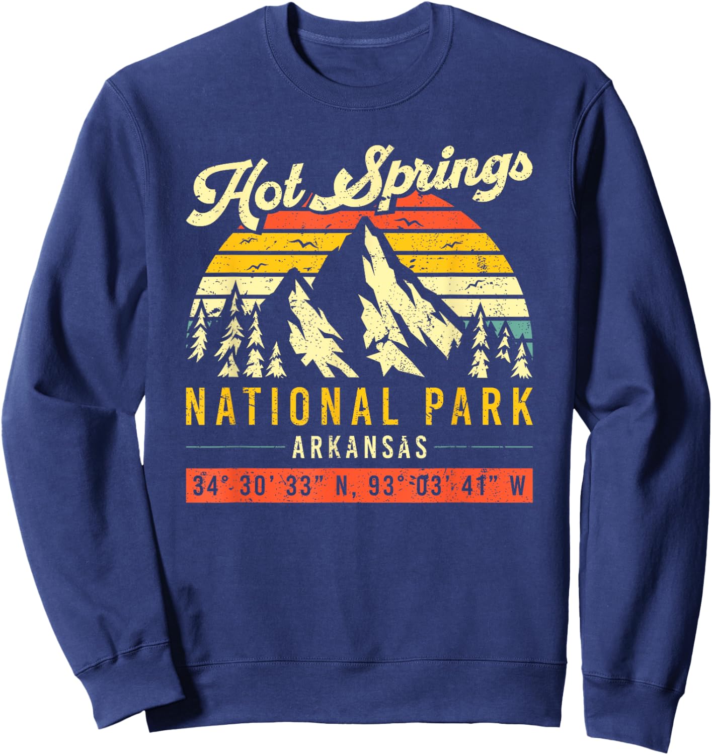Hot Springs Vintage Retro Arkansas National Park Sweatshirt - Sweatshirt | Navy