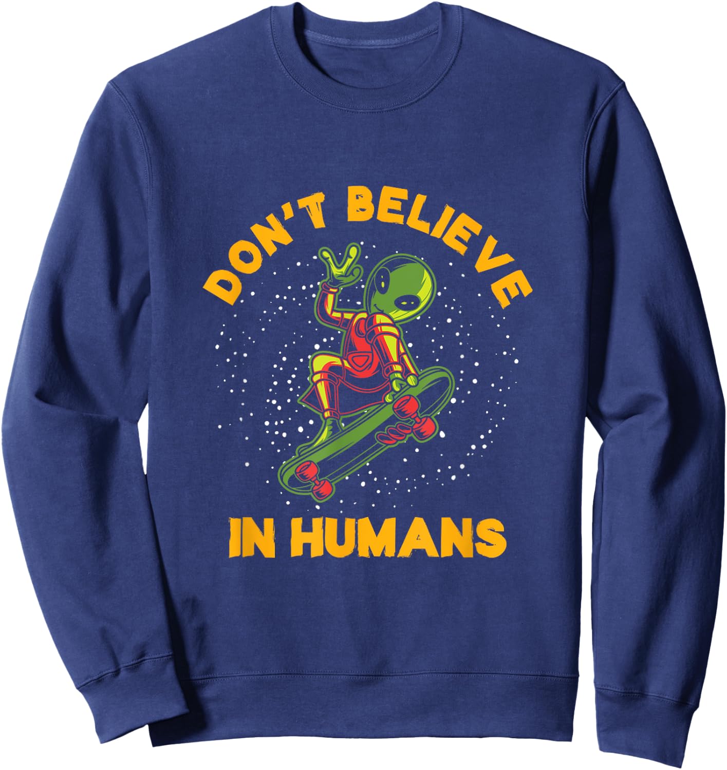 UFO Alien Skater Longboard Skateboarder Freestyle Halfpipe Sweatshirt - Sweatshirt | Navy