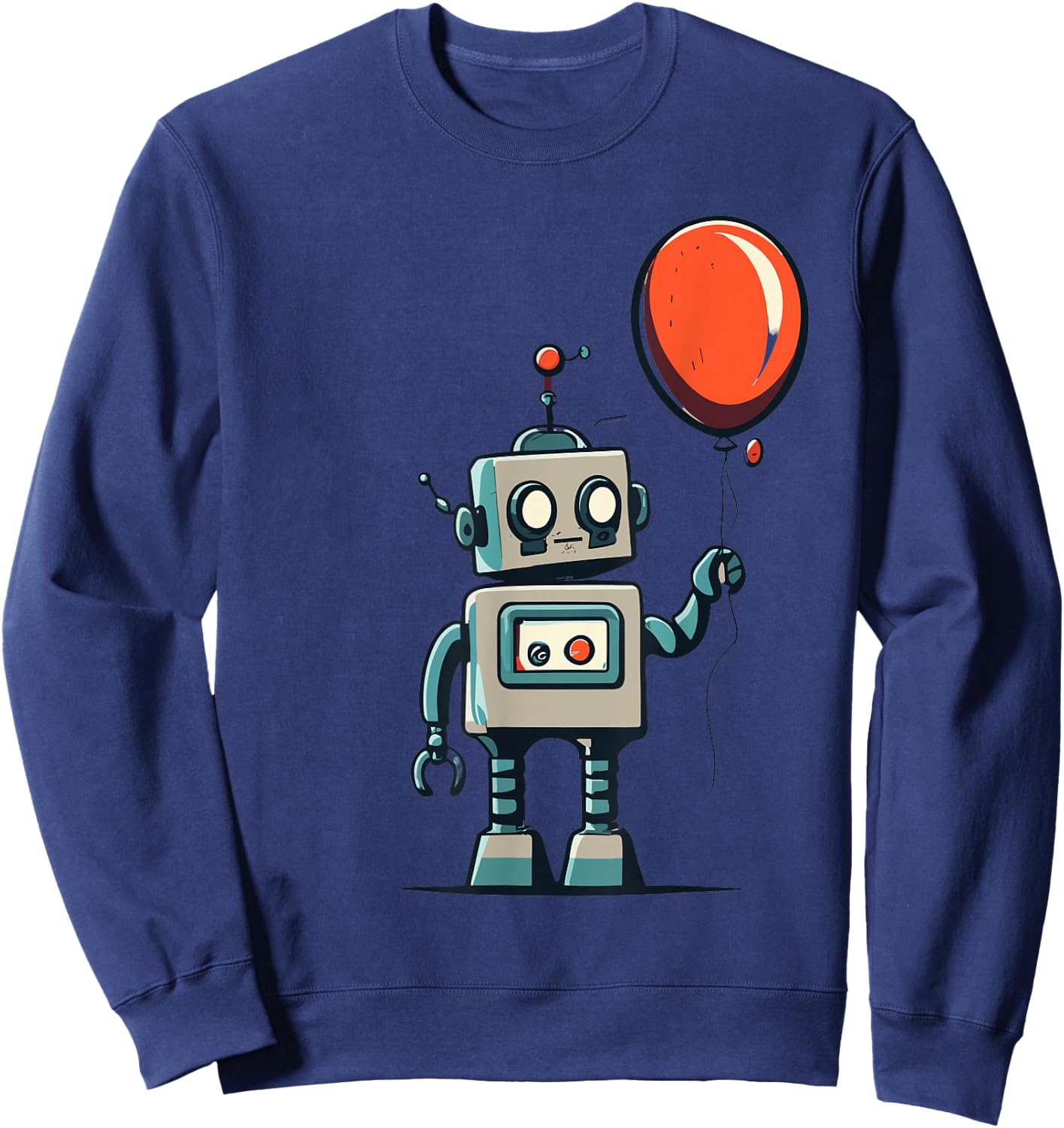 Cute Retro Robot Holding Balloon For Kids And Robot Lovers Sweatshirt - Sweatshirt | Navy