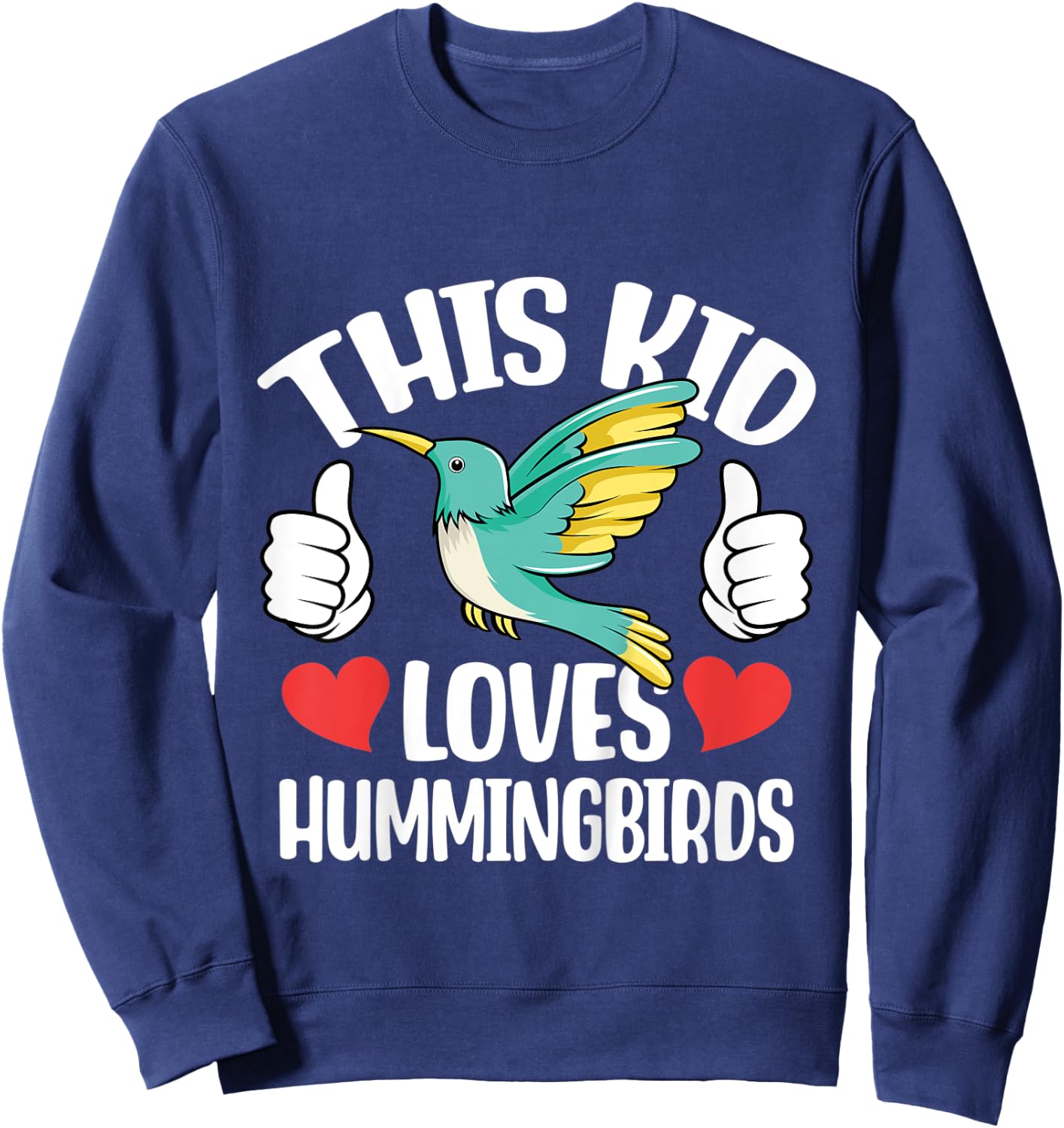 Kids This Kid Loves Hummingbird Lover Toddlers Boys Girls Graphic Sweatshirt - Sweatshirt | Navy