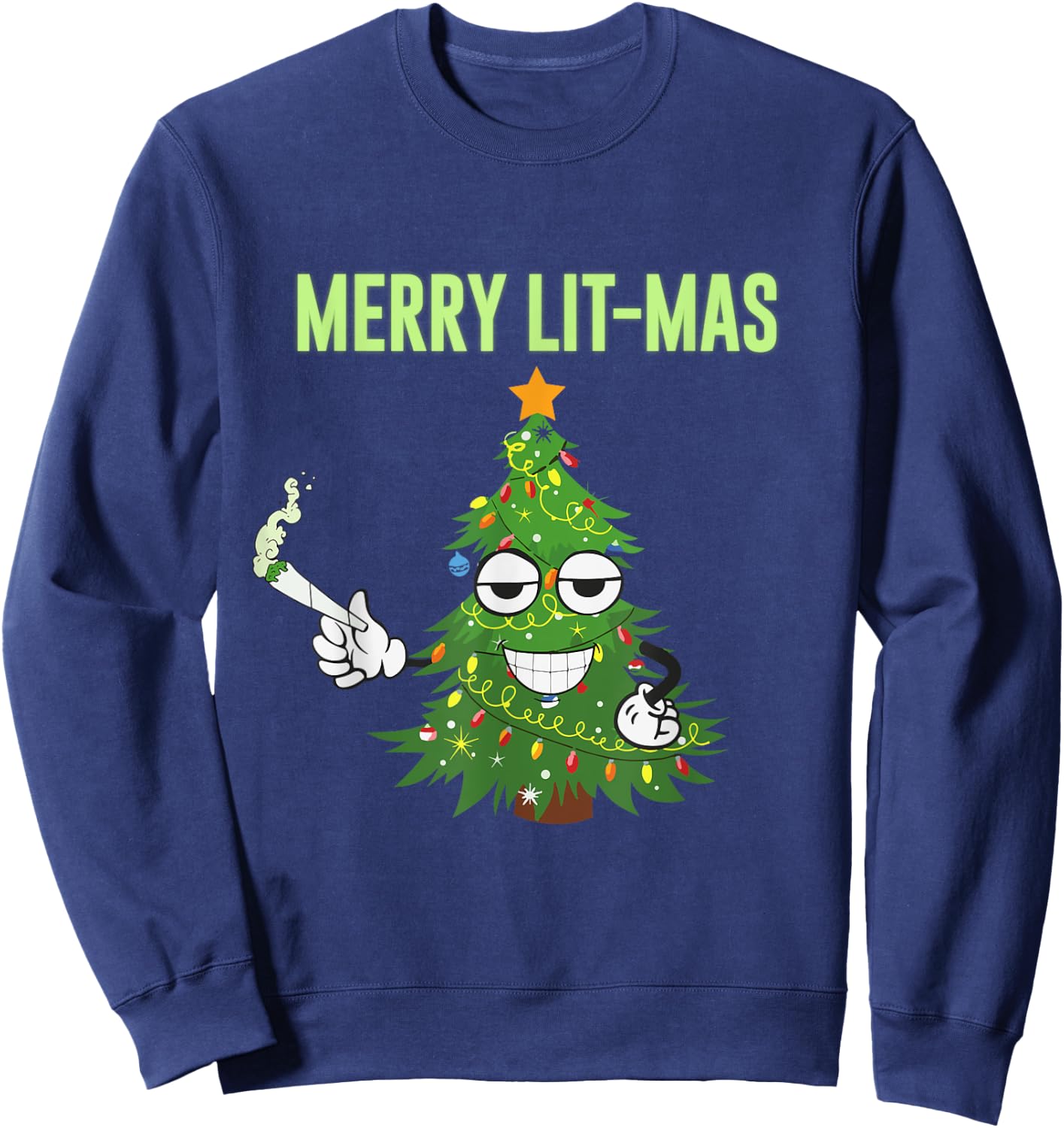 Merry Lit-Mas Christmas Trees Lights Funny Couples Matching Sweatshirt - Sweatshirt | Navy