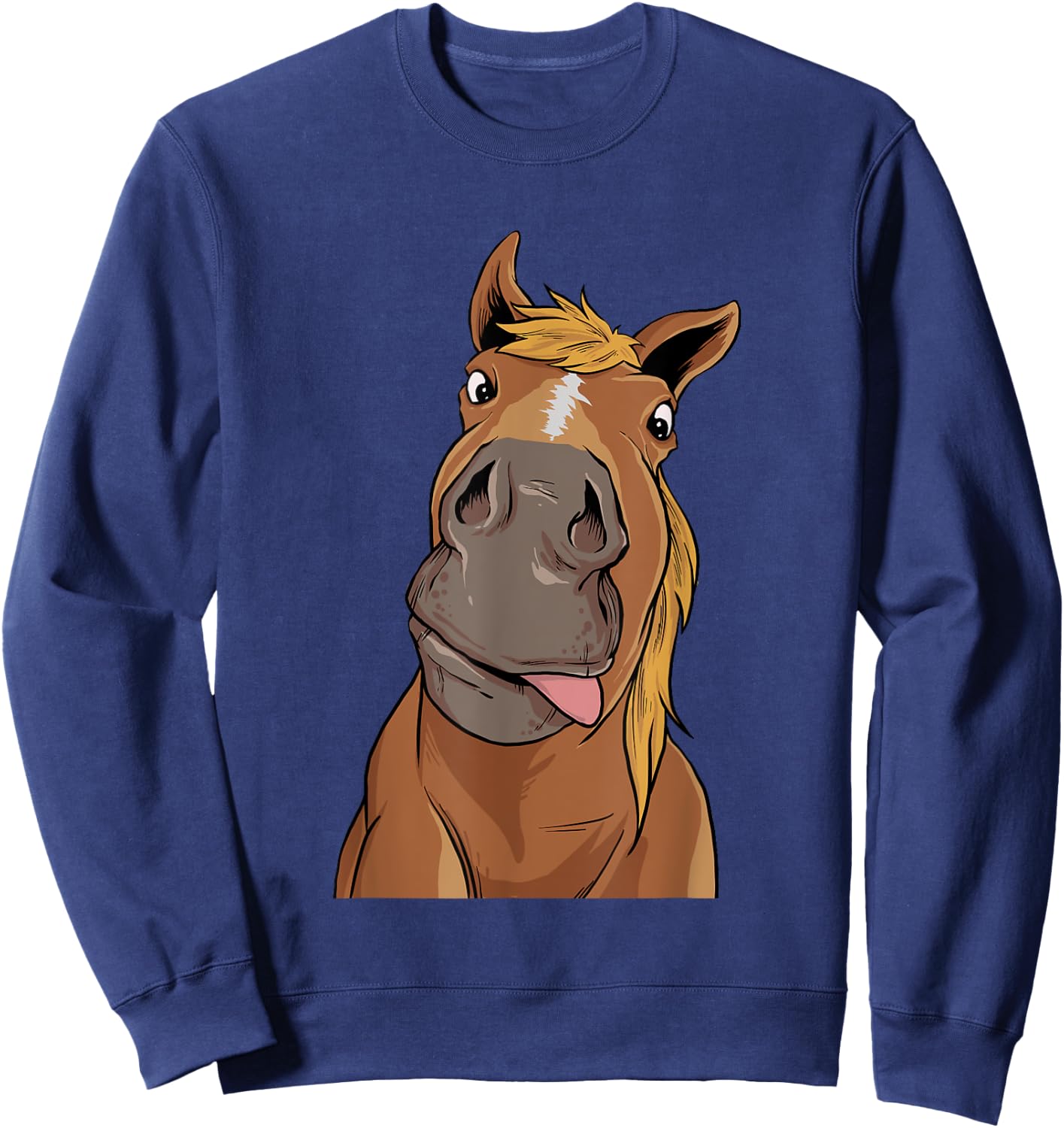 Hilarious Horse Face - Horses Horseman Equestrian Riding Sweatshirt - Sweatshirt | Navy