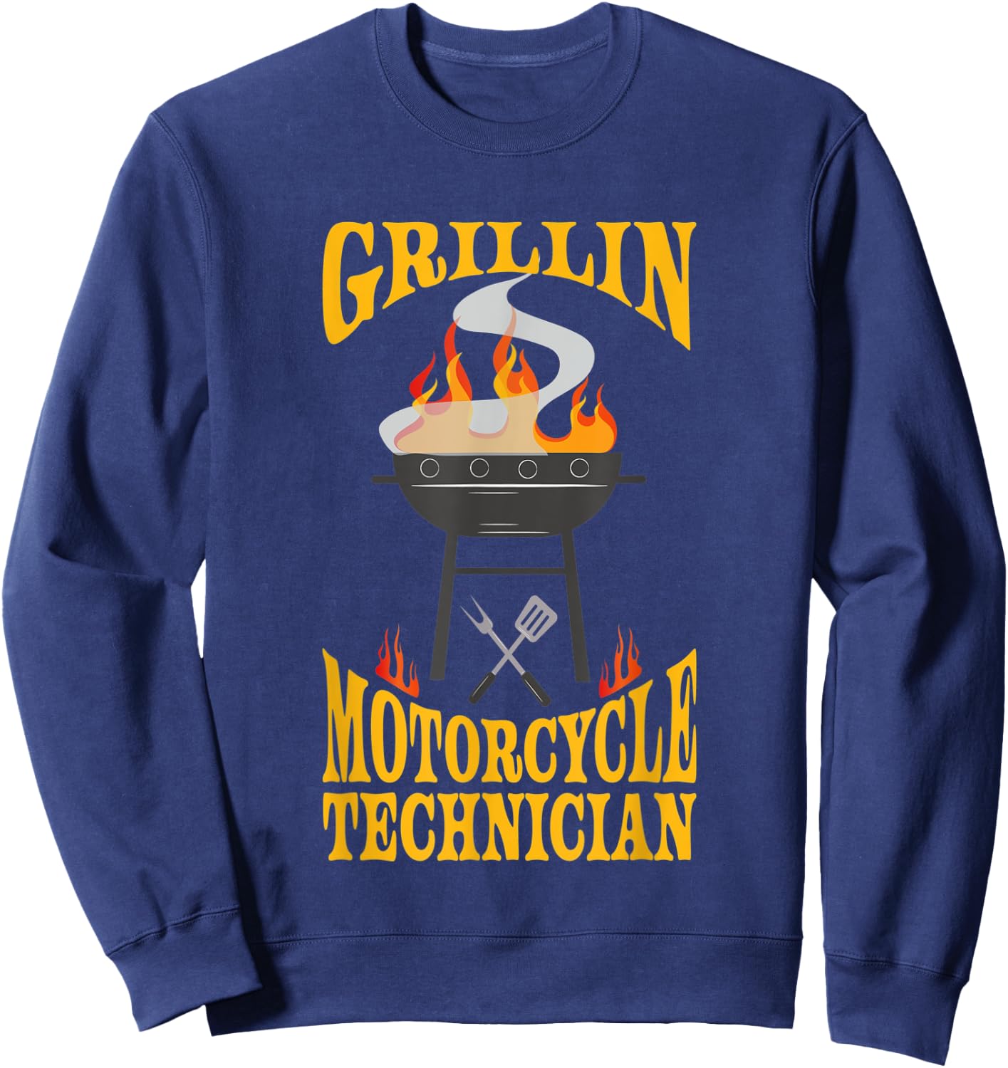 Motorcycle Technician BBQ Grill Smoker & Barbecue Chef Sweatshirt - Sweatshirt | Navy