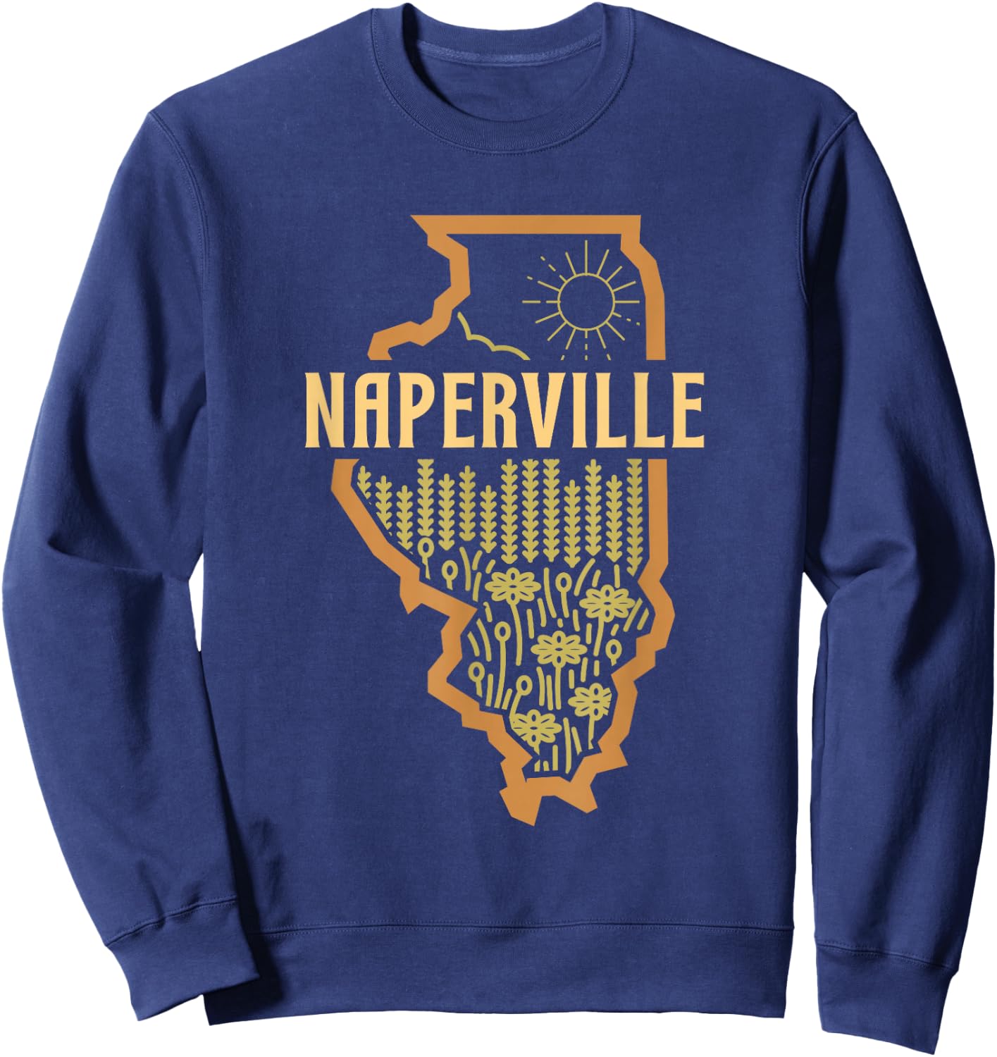 Naperville Illinois (IL) Prairie Landscape Graphic Sweatshirt - Sweatshirt | Navy