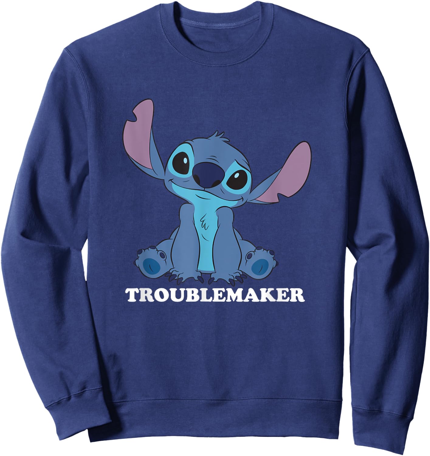 Disney Lilo & Stitch Troublemaker Cute Stitch Big Portrait Sweatshirt - Sweatshirt | Navy