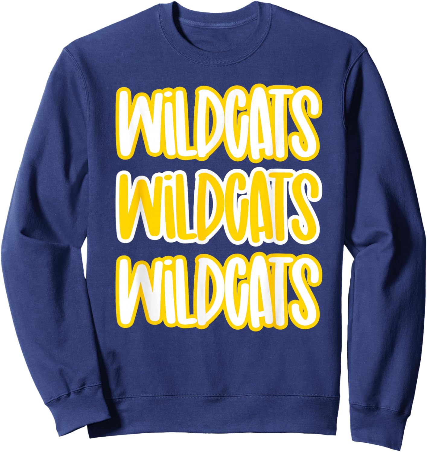 Wildcats Repeating School Spirit Yellow Gold Sweatshirt - Sweatshirt | Navy
