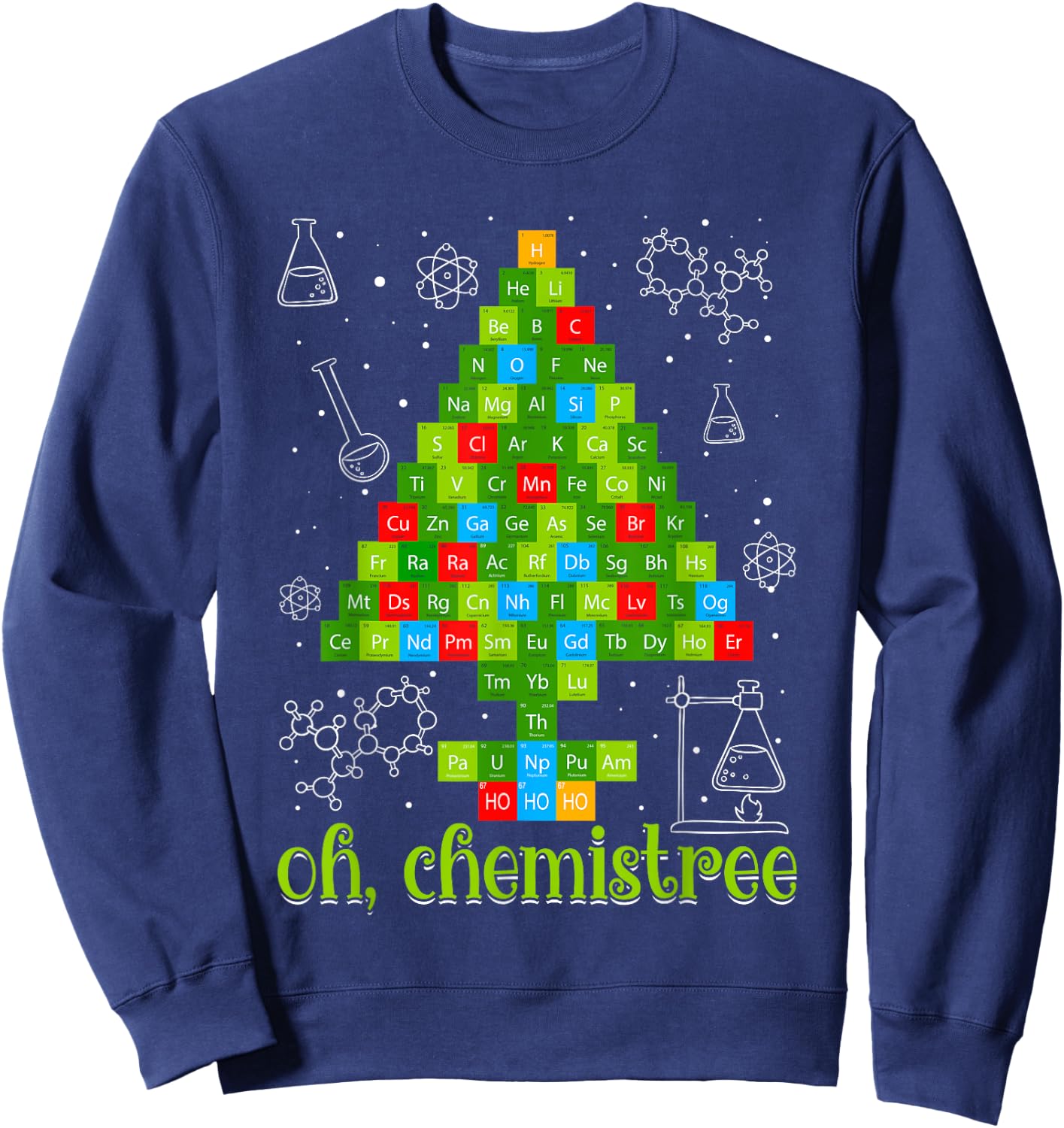 Science Christmas Oh Chemist Tree Chemistree Chemistry Sweatshirt - Sweatshirt | Navy