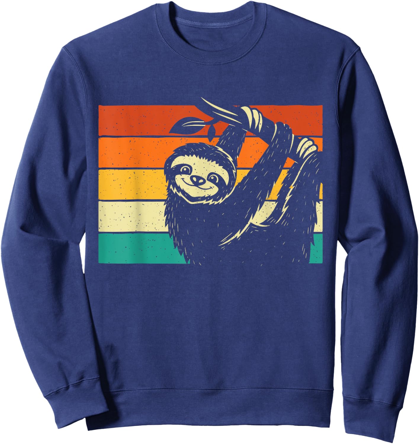 Retro Vintage Hanging Sloth - Nature Animal Lover Zookeeper Sweatshirt - Sweatshirt | Navy