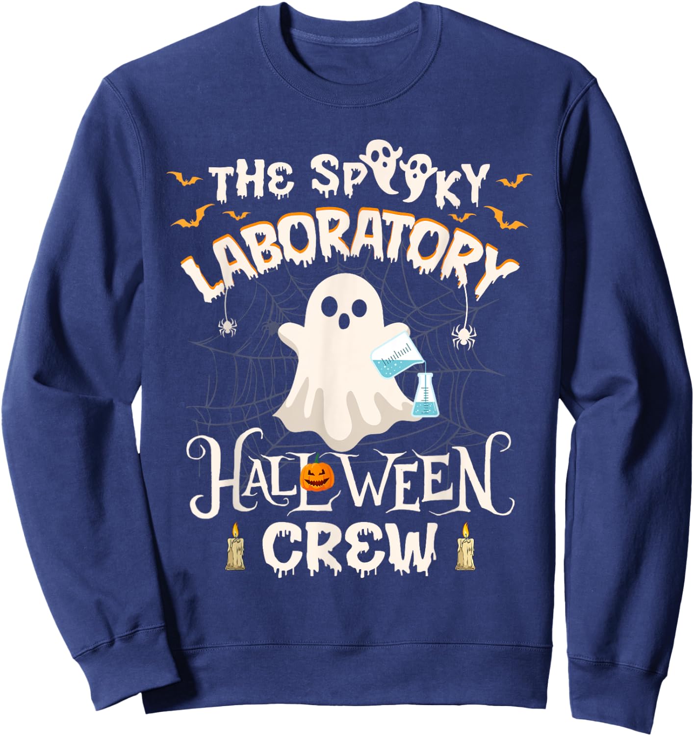 Funny Ghost The Spooky Laboratory Halloween Crew Lab Tech Sweatshirt - Sweatshirt | Navy
