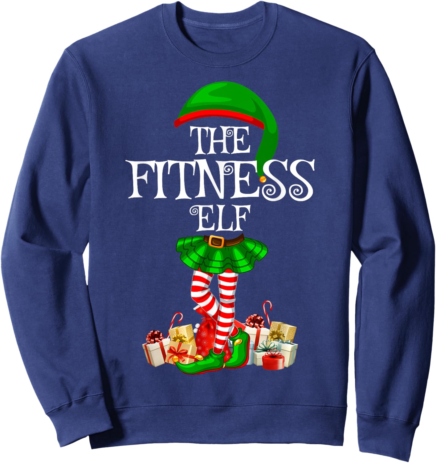 Matching Family Funny The Fitness Elf Christmas Sweatshirt - Sweatshirt | Navy