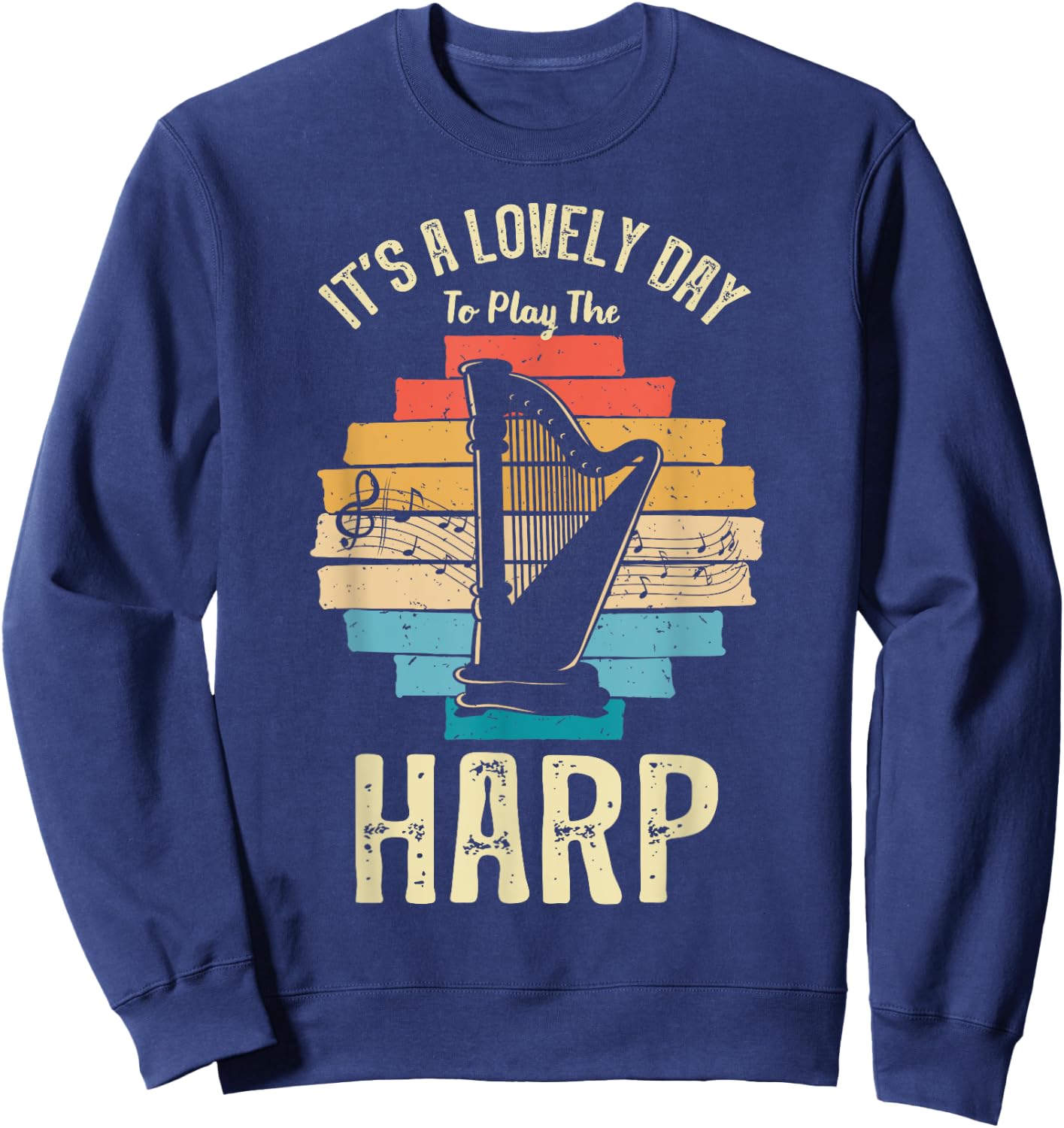 Harp Player Harpist Retro Vintage Musician Music Lover Sweatshirt - Sweatshirt | Navy
