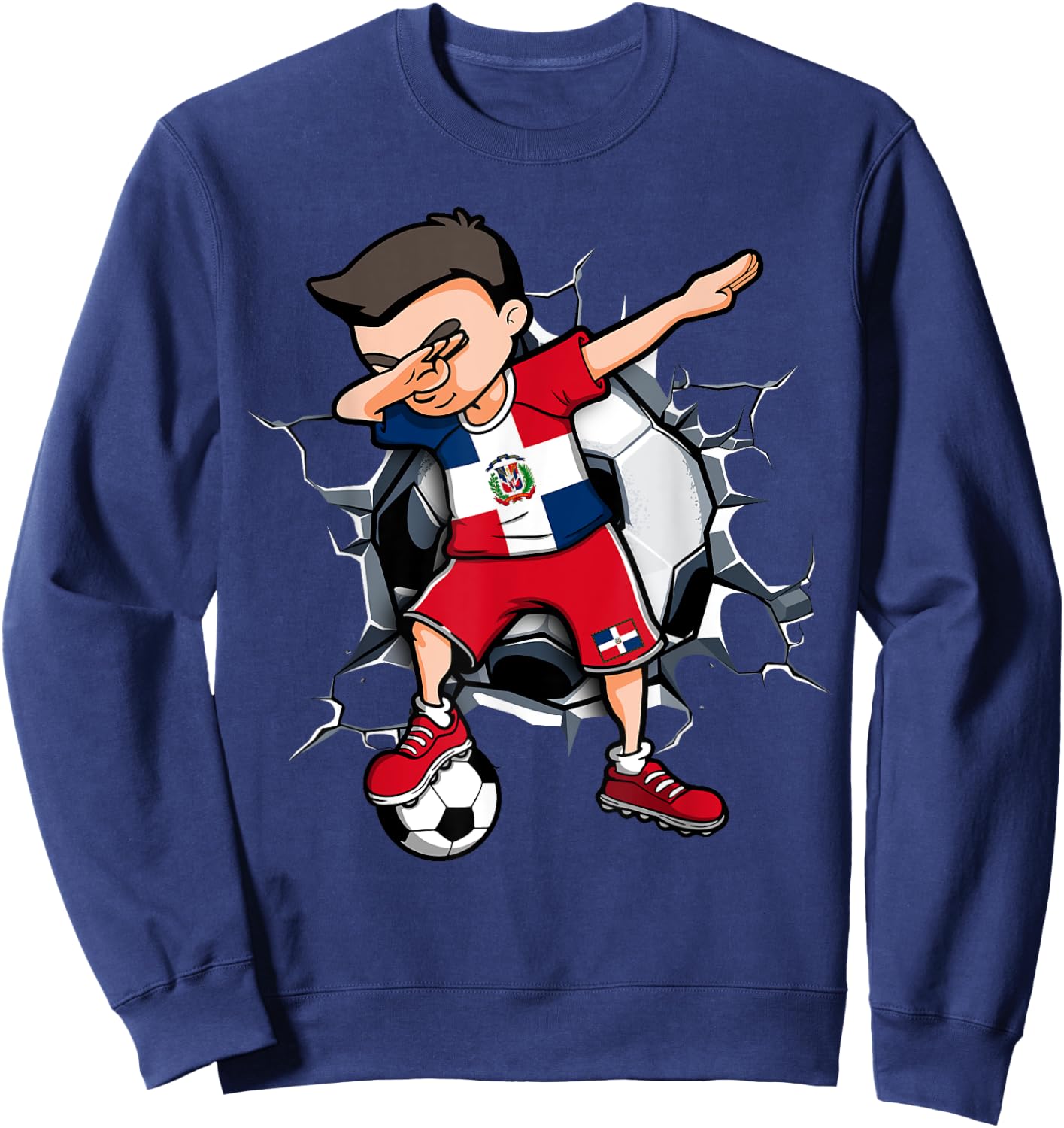 Dabbing Soccer Boy Dominican Republic Football Fans Jersey Sweatshirt - Sweatshirt | Navy