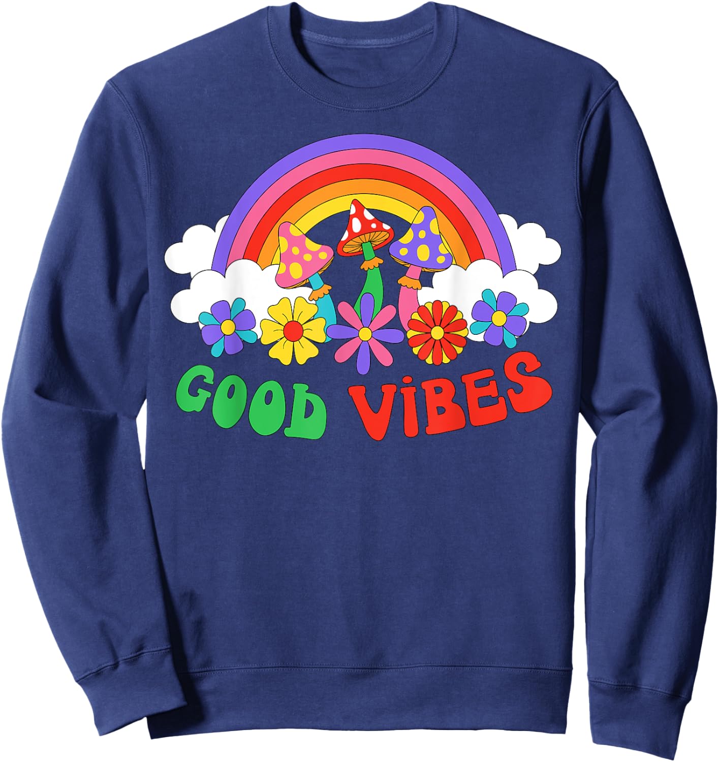 PEACE SIGN LOVE 60s 70s Tie Dye Hippie Halloween Costume Sweatshirt - Sweatshirt | Navy
