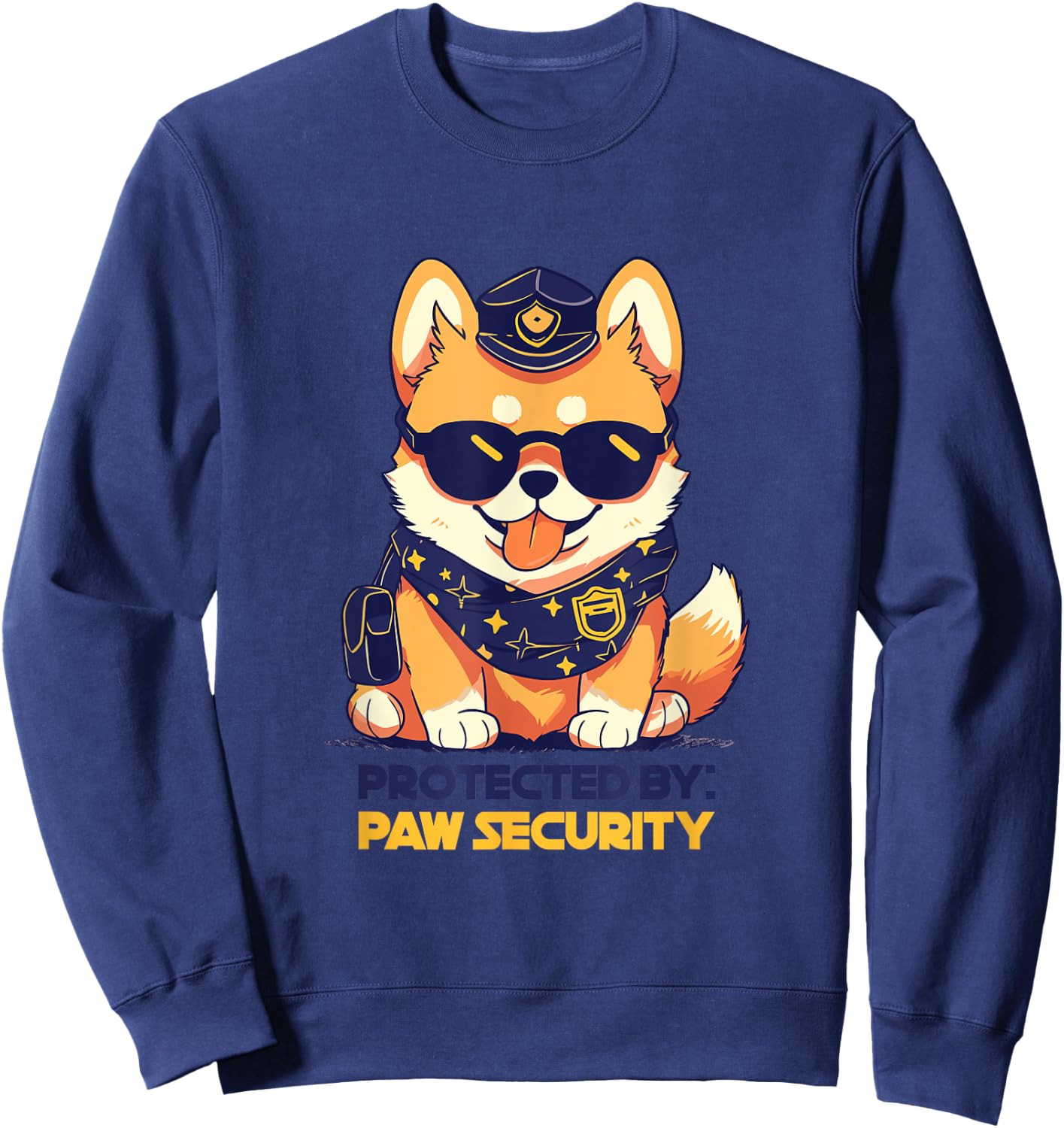 Cute Pomeranian Dog Protected By Paw Security Sunglasses Men Women Kids Sweatshirt - Sweatshirt | Navy