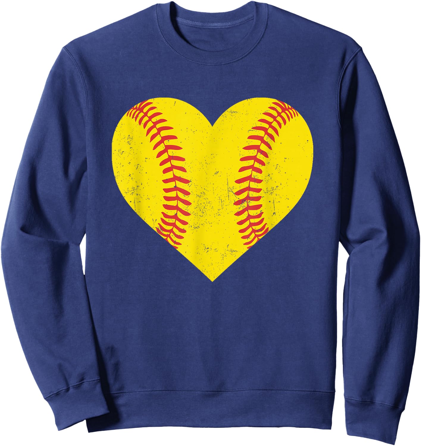 Softball Heart for Girls Women Funny Softball Sweatshirt - Sweatshirt | Navy
