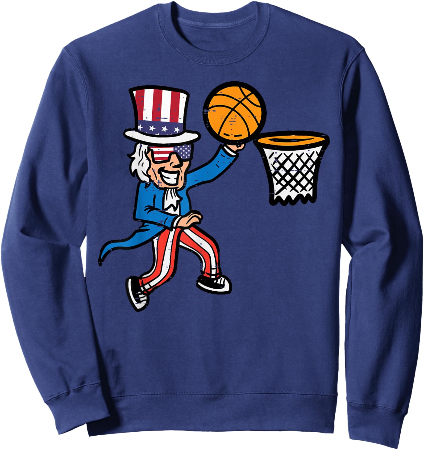 4th Of July Basketball Uncle Sam America Men Boys Kids Teens Sweatshirt - Sweatshirt | Navy