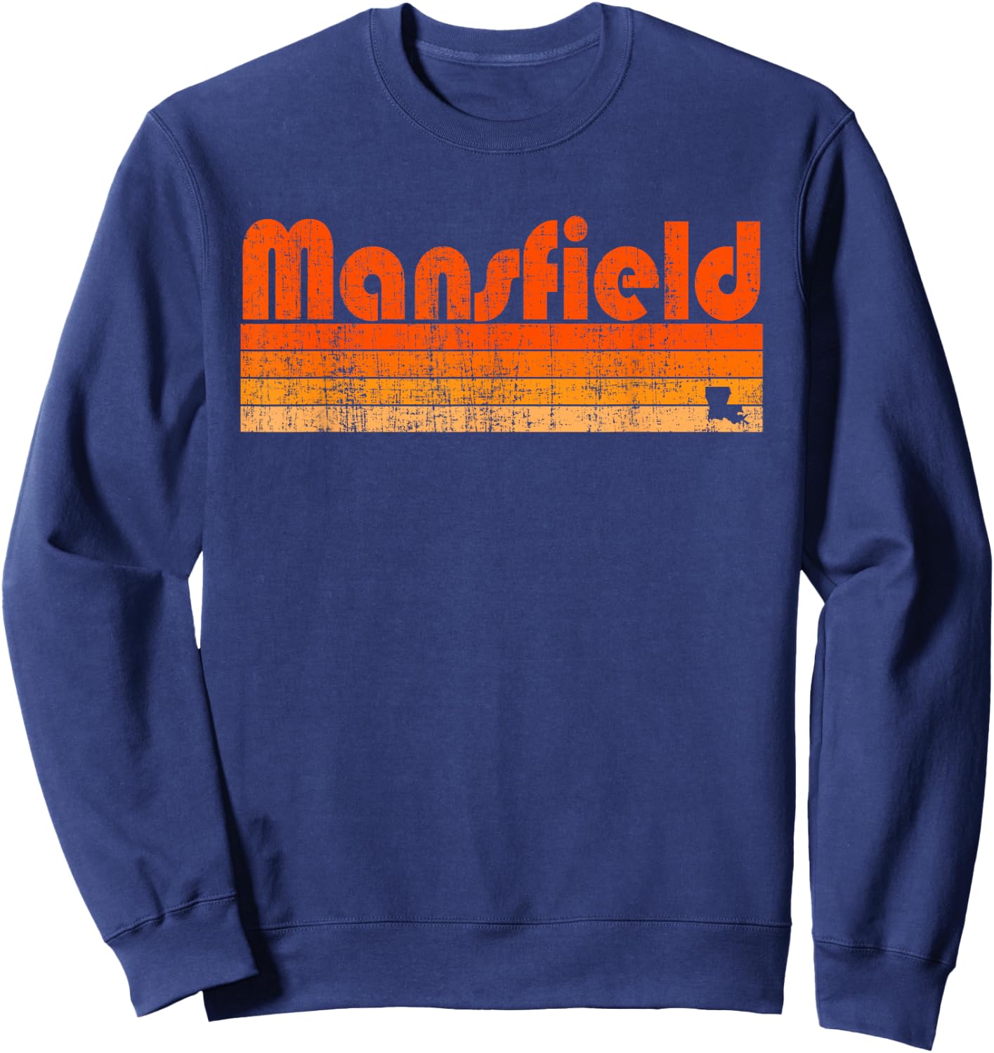 Mansfield, Louisiana Retro 80s Style Sweatshirt - Sweatshirt | Navy